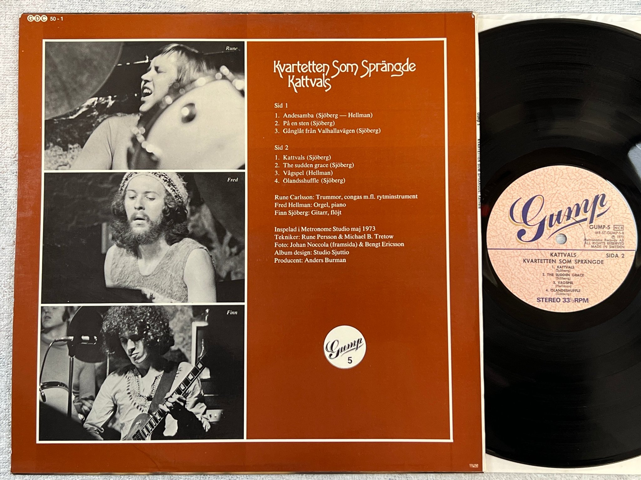 Omslagsbild för skivan KVARTETTEN SOM SPRÄNGDE Kattvals LP -73 Swe GUMP-5 rare GREAT ALBUM ! !