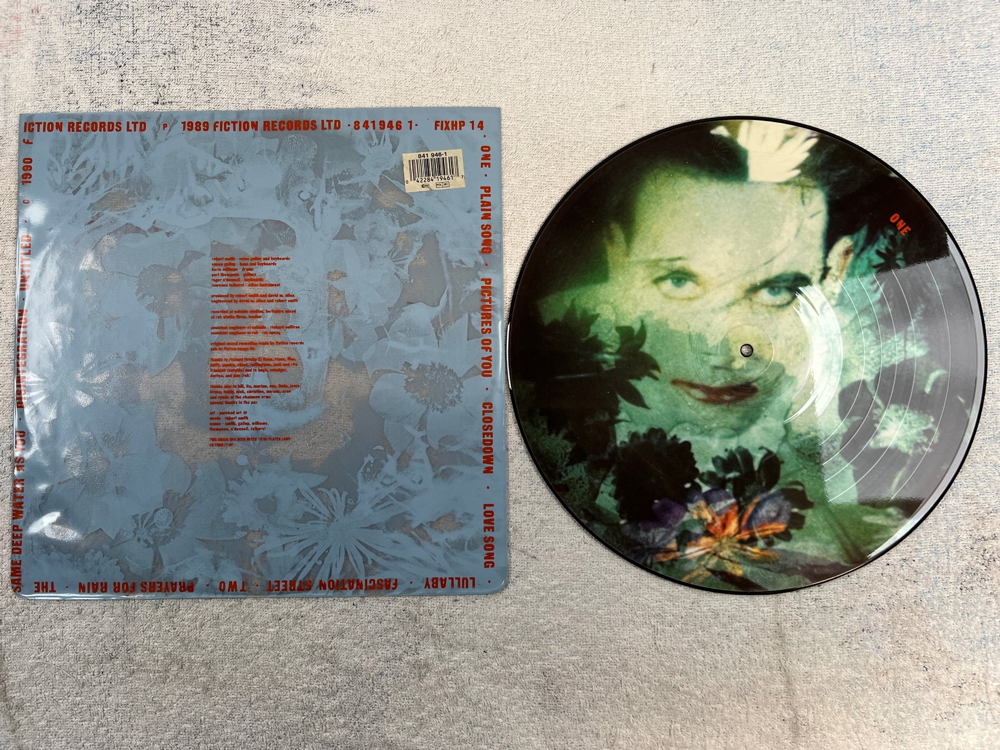 Omslagsbild för skivan THE CURE Disintegration LP picture disc -90 FICTION FIXHP 14 ** RARE **
