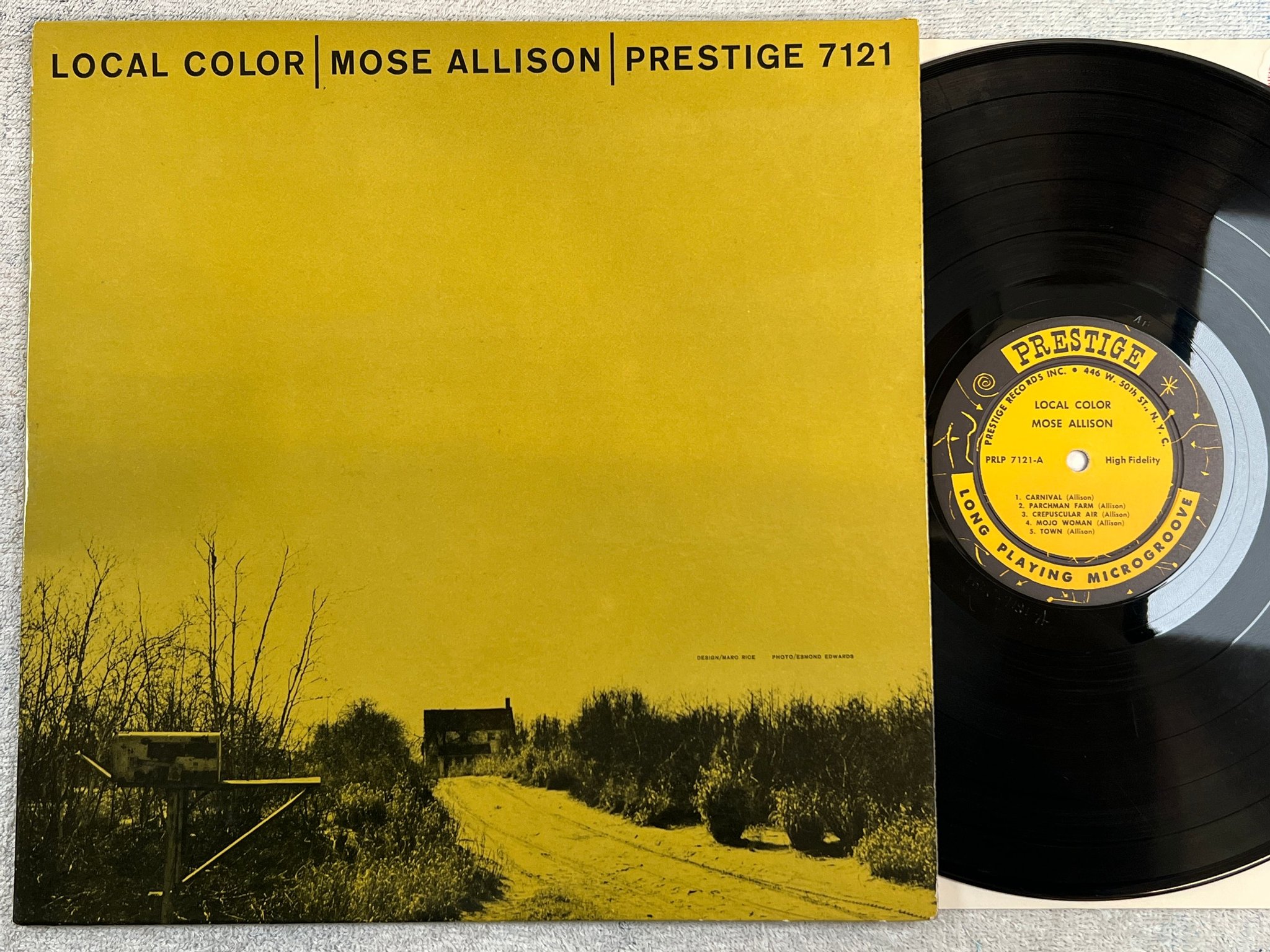 Omslagsbild för skivan MOSE ALLISON local color LP -58 US PRESTIGE PRLP 7121 446 W. 50th St NYC adress