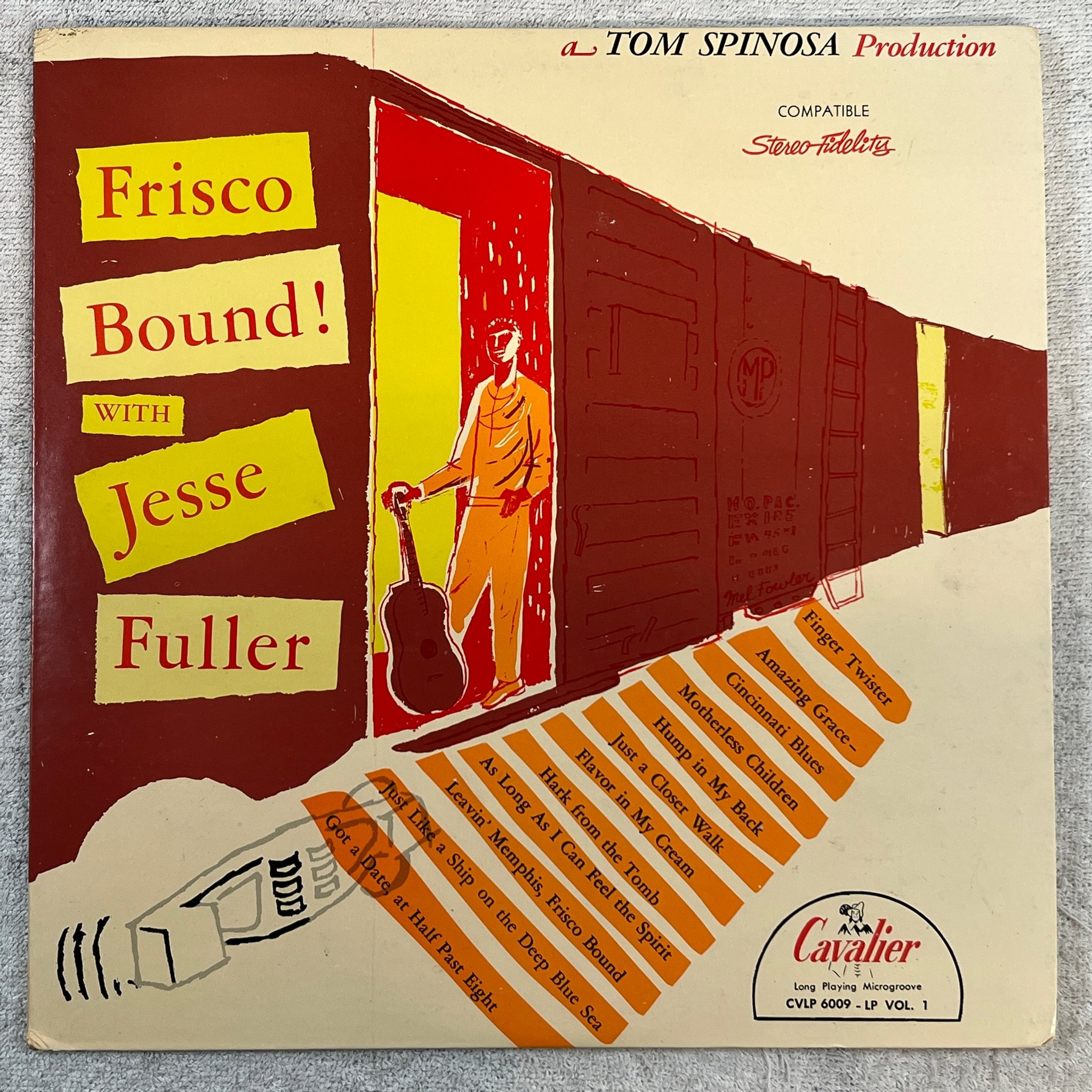 Omslagsbild för skivan JESSE FULLER Frisco bound LP -59 US CAVALIER CVLP 6009 *** rare blues **