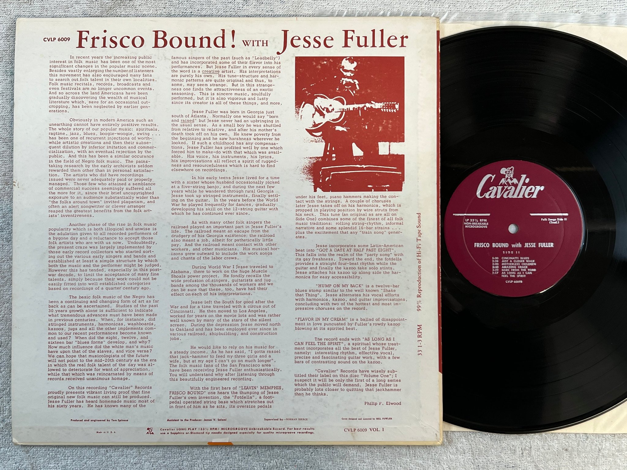 Omslagsbild för skivan JESSE FULLER Frisco bound LP -59 US CAVALIER CVLP 6009 *** rare blues **