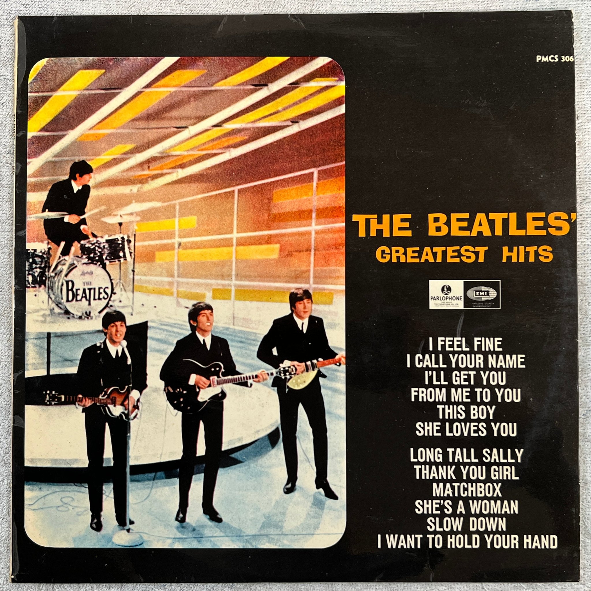 Omslagsbild för skivan THE BEATLES greatest hits LP -65 Swe PARLOPHONE PMCS 306 **rare**