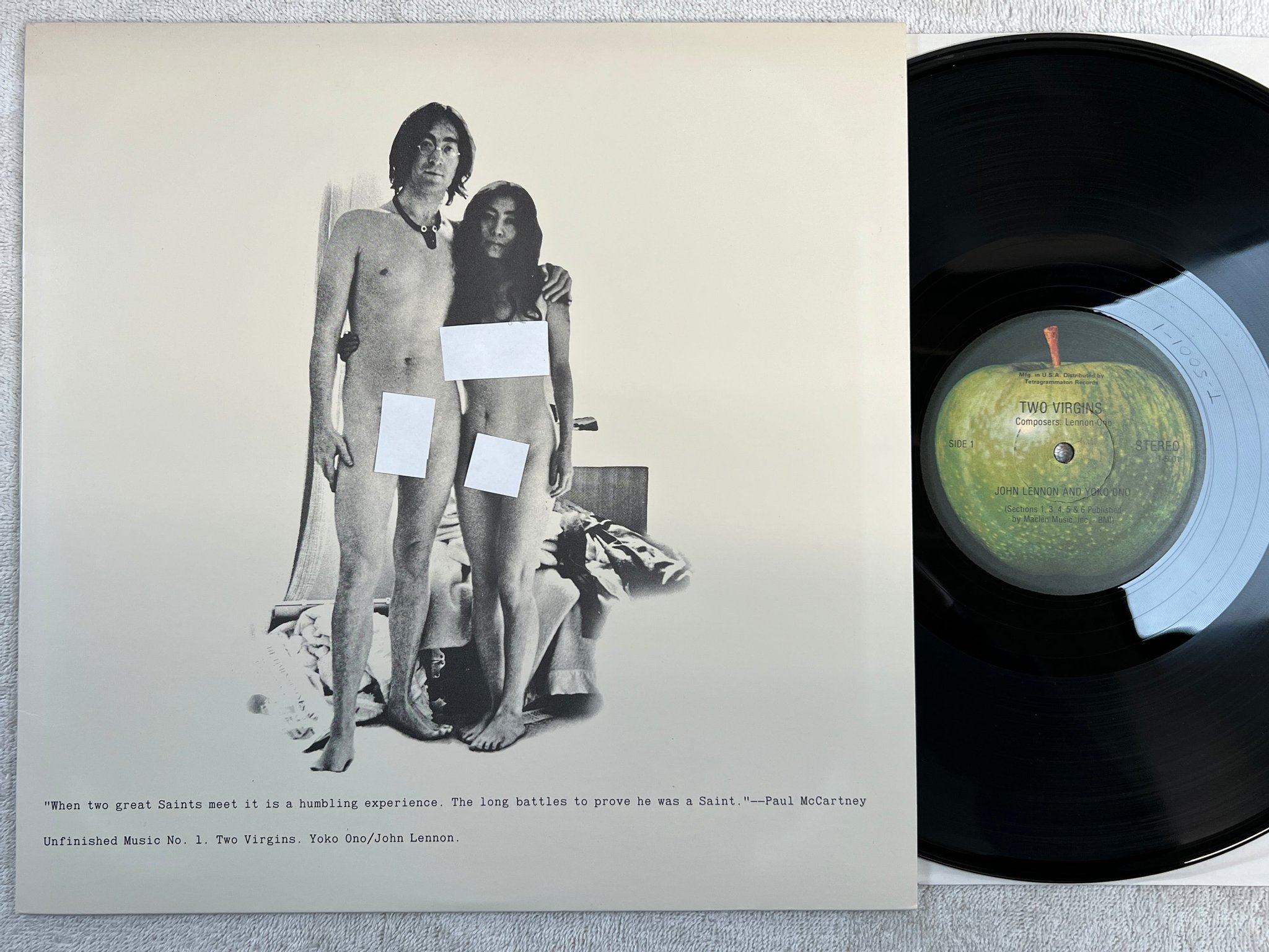 Omslagsbild för skivan JOHN LENNON & YOKO ONO two virgins LP APPLE T-5001