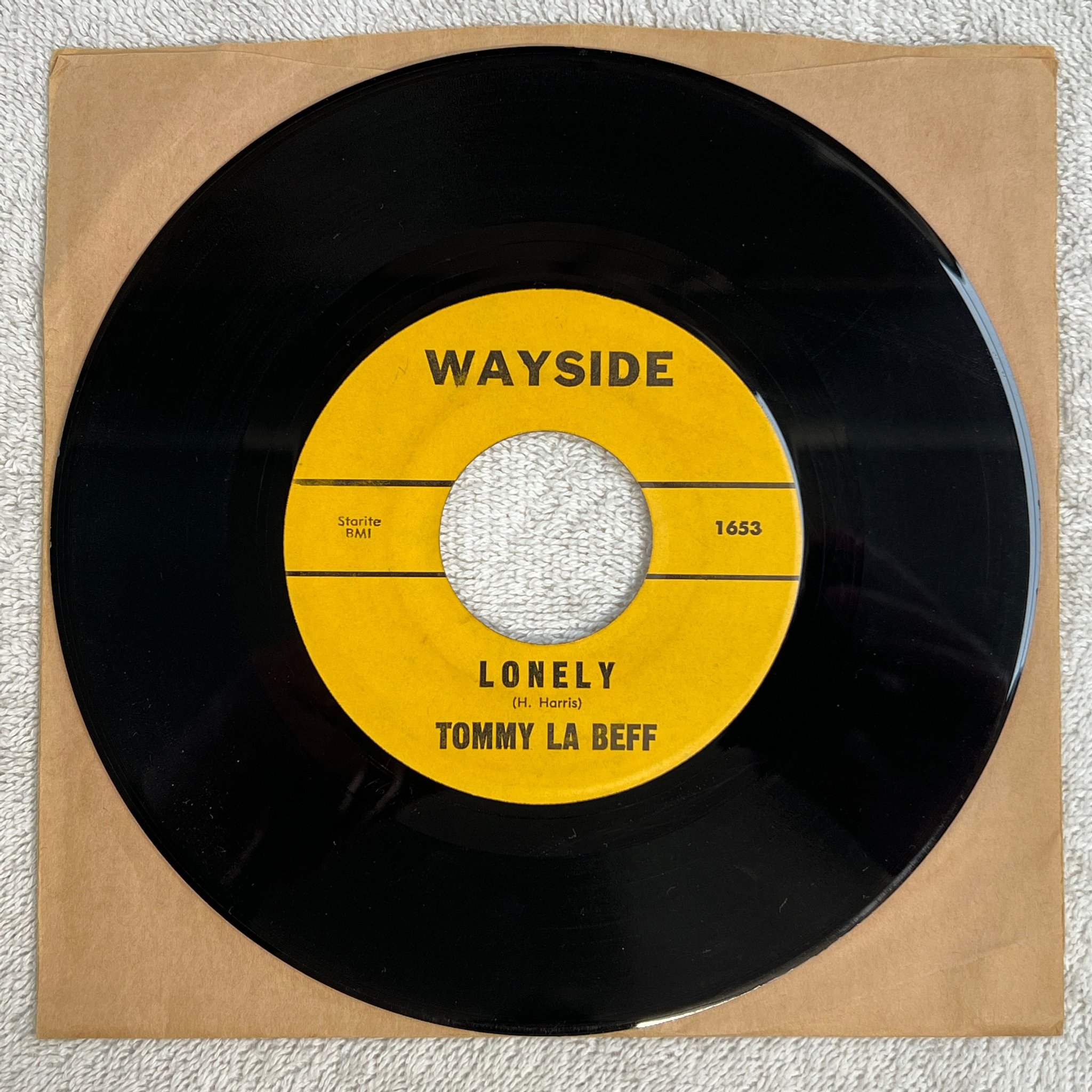 Omslagsbild för skivan TOMMY LA BEFF Lonely 7"single US WAYSIDE 1654 rockabilly