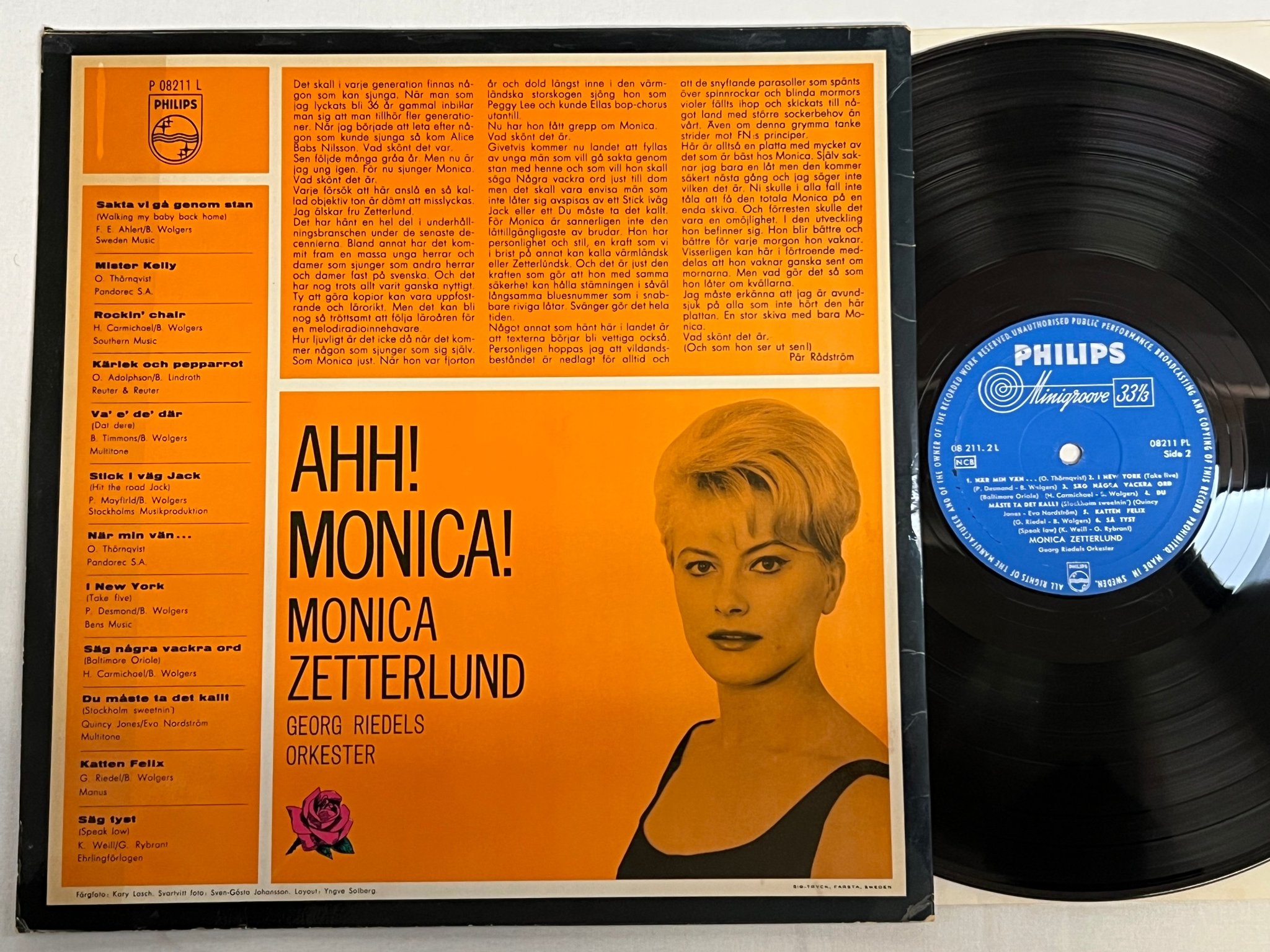 Omslagsbild för skivan MONICA ZETTERLUND Ahh! Monica! LP -62 PHILIPS signerad av finaste Monica ! ! ! 