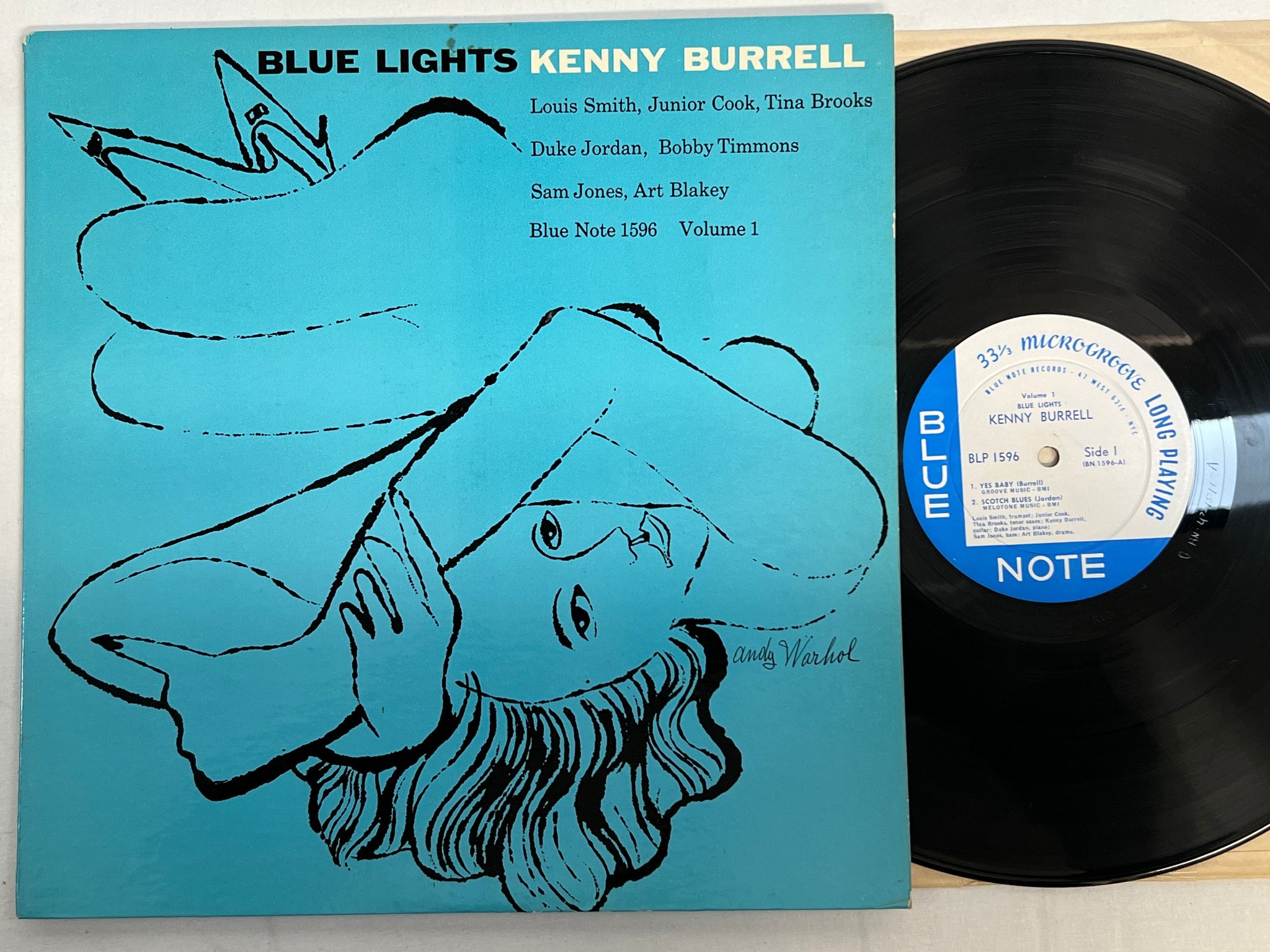 Omslagsbild för skivan KENNY BURRELL blue lights LP -58 US BLUE NOTE BLP 1596 Andy Warhol ** MEGA RARE 