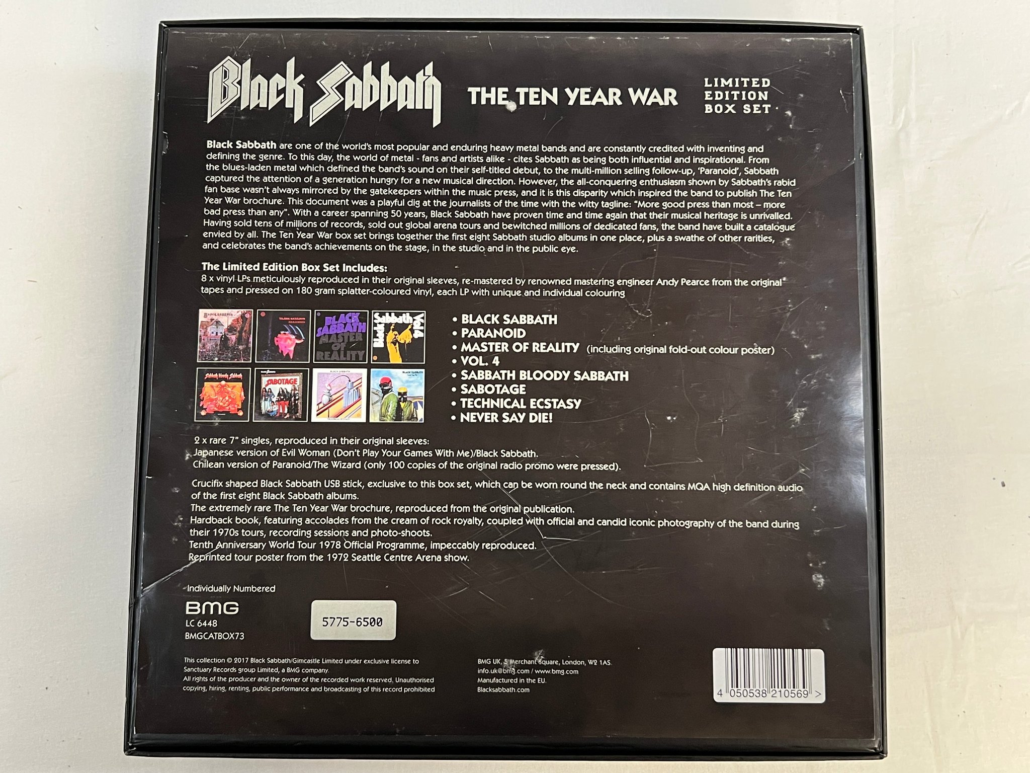 Omslagsbild för skivan BLACK SABBATH The Ten Year War 8xLP + 2x7"singles BOX 2017 BMGCATBOX73