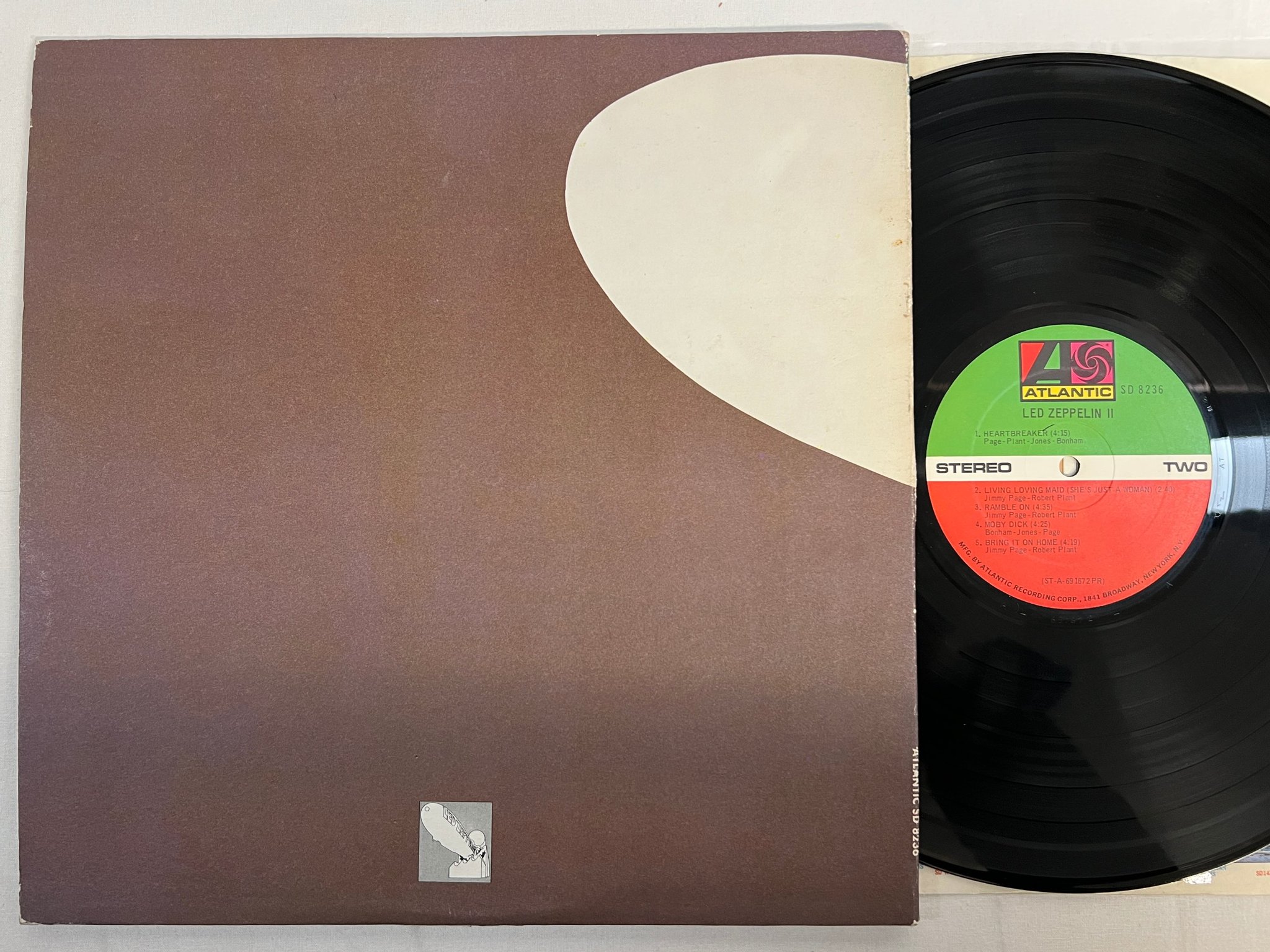 Omslagsbild för skivan LED ZEPPELIN II LP -69 US atlantic SD 8236 mega rare Robert Ludwig's hot masteri