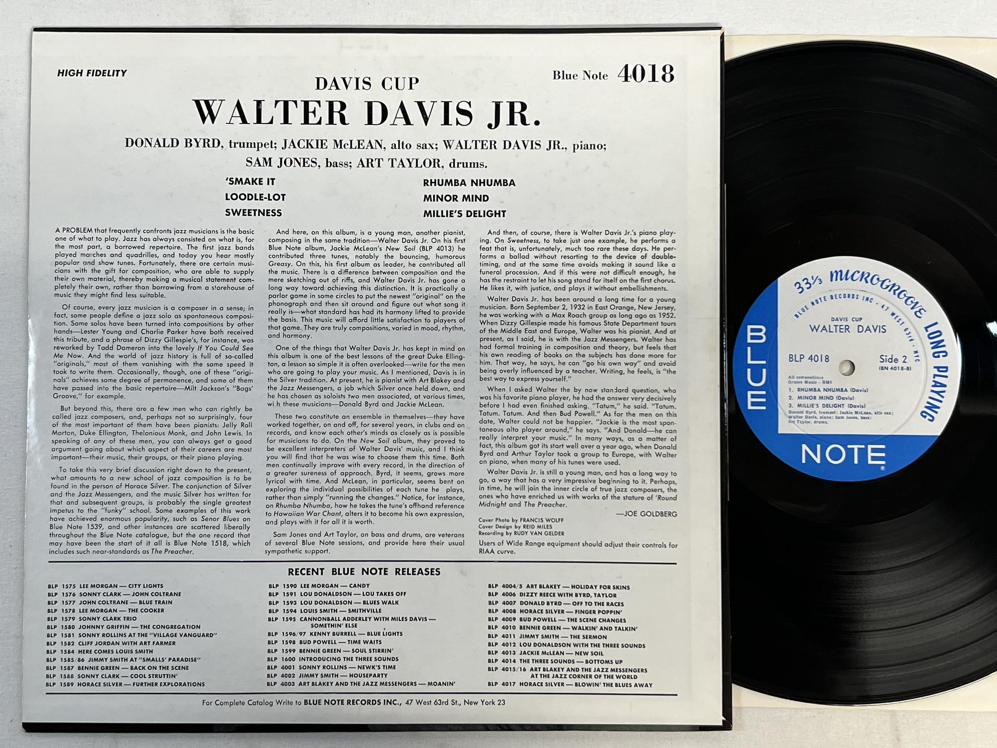 Omslagsbild för skivan WALTER DAVIS Davis Cup LP -59 US BLUE NOTE BLP 4018 ** mega rare original **