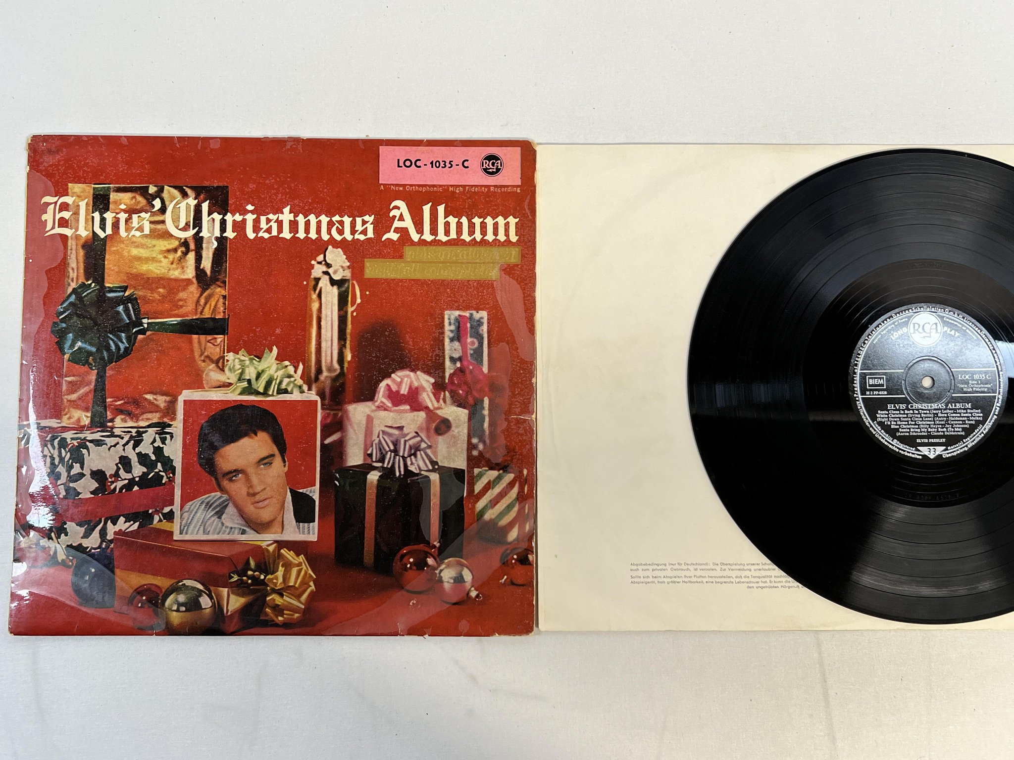 Omslagsbild för skivan ELVIS PRESLEY Elvis' Christmas Album LP -60 Ger RCA LOC 1035 C ** VERY RARE **