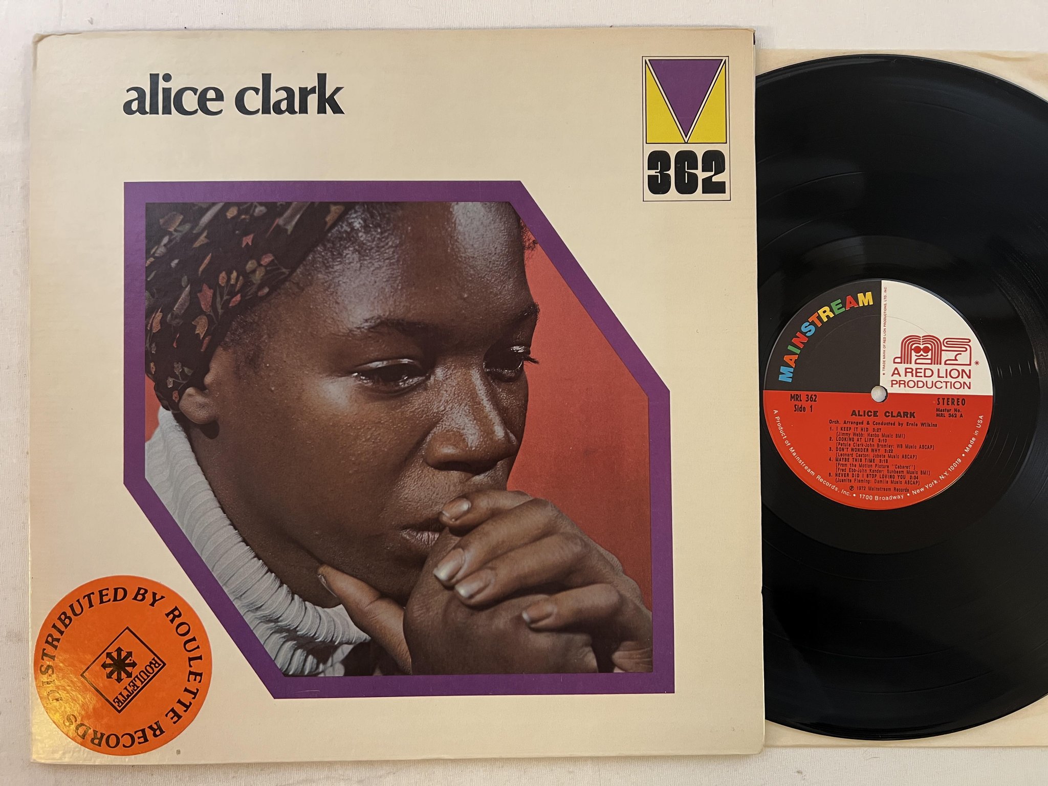 Omslagsbild för skivan ALICE CLARK s/t LP -72 US MAINSTREAM MRL 362 ** KILLER SOUL ALBUM **