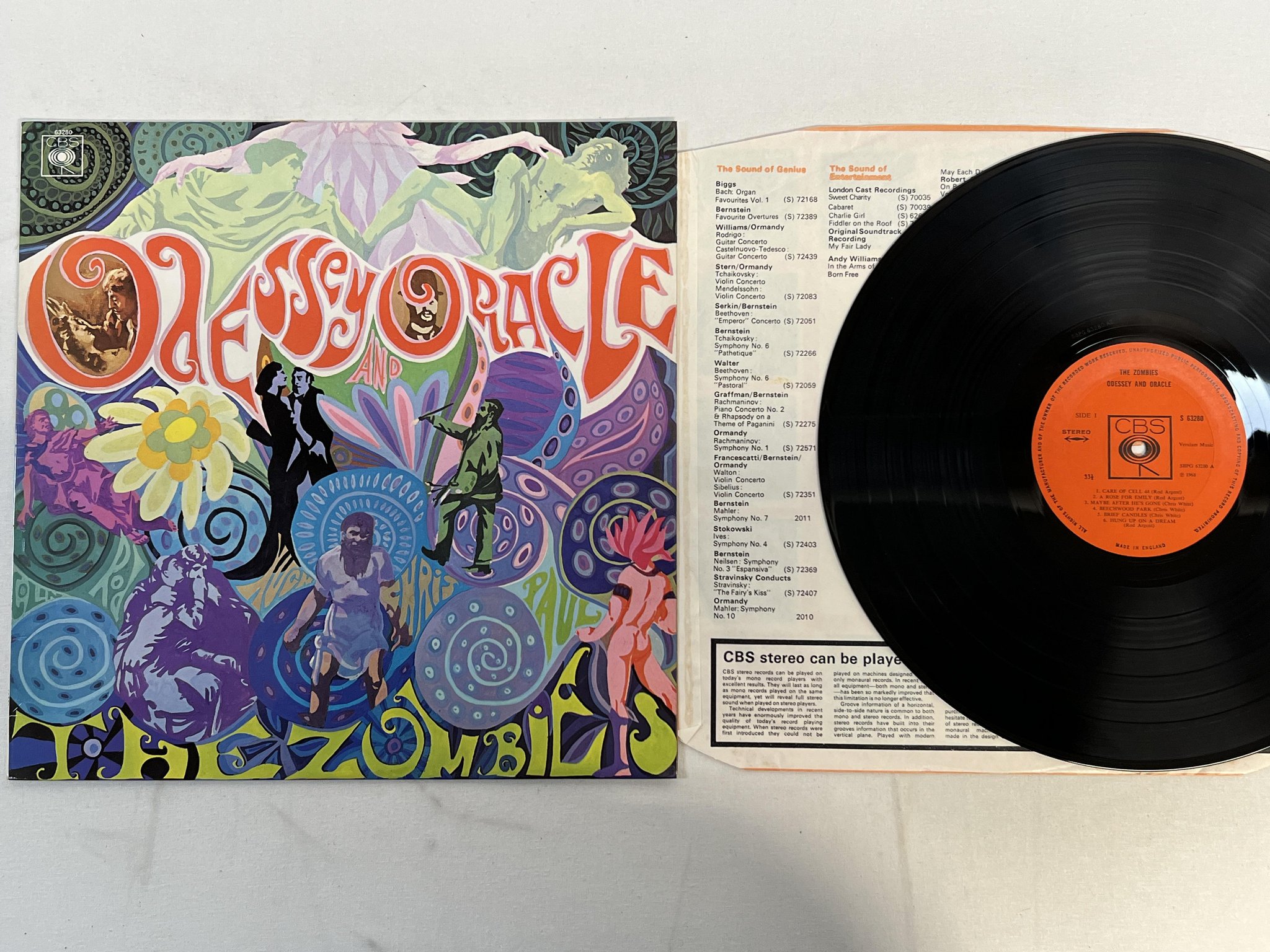 Omslagsbild för skivan THE ZOMBIES odessey and oracle LP -68 UK CBS S 63280 ** RARE PSYCH ROCK **