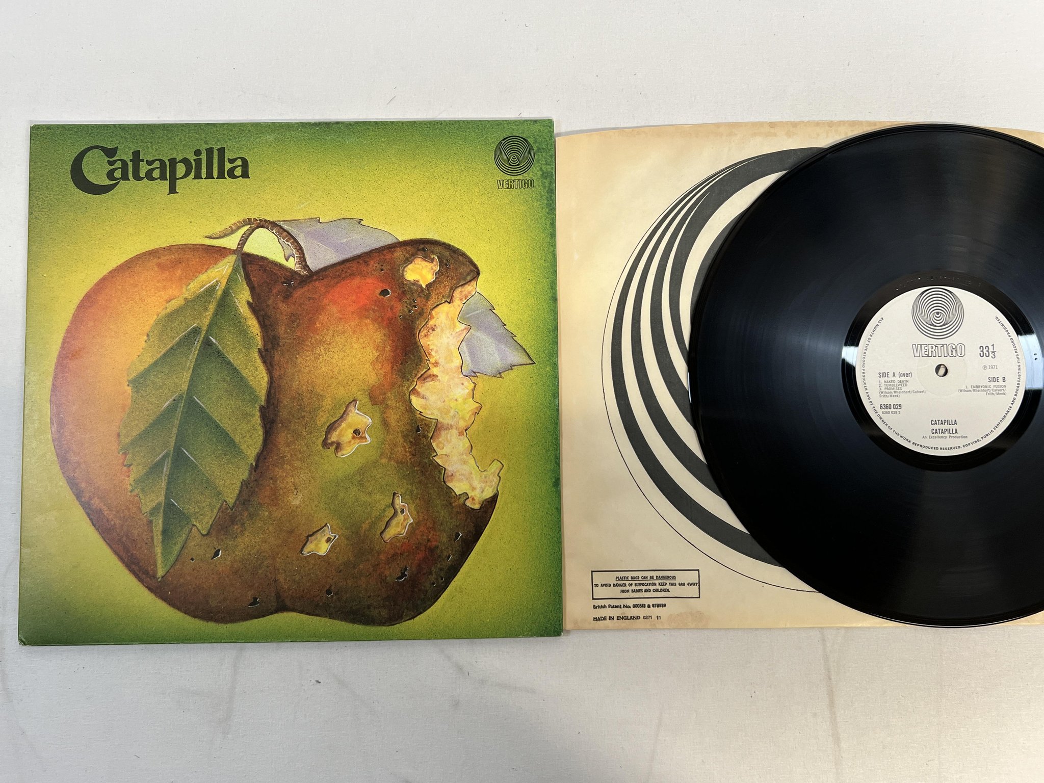 Omslagsbild för skivan CATAPILLA s/t LP -71 UK VERTIGO 6360 029 ** RARE PROG **