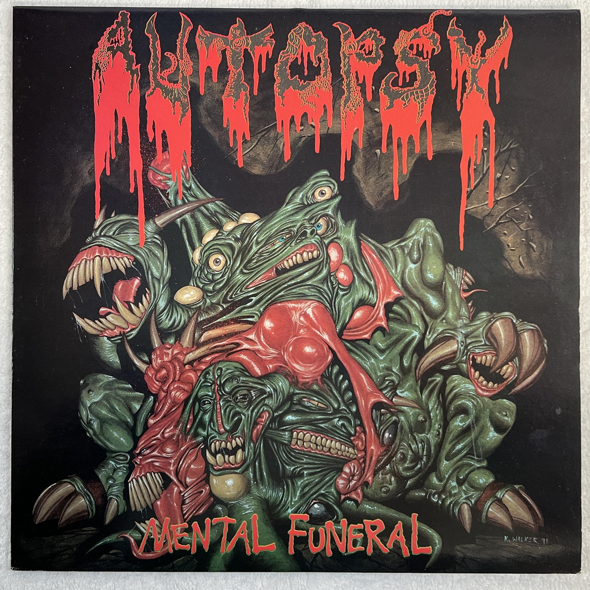 Omslagsbild för skivan AUTOPSY Mental Funeral LP -91 PEACEVILLE VILE 25 *** Rare death metal ***