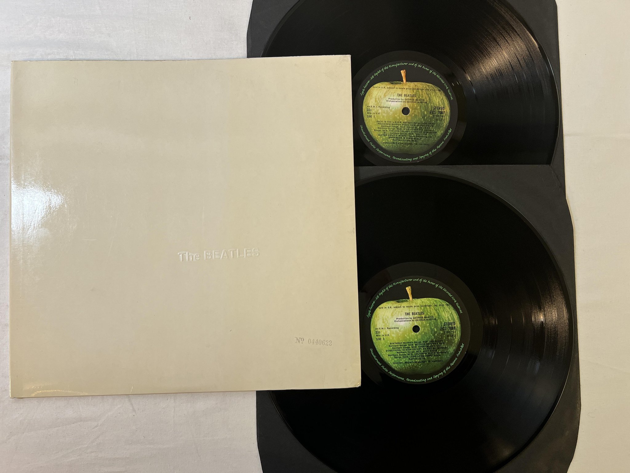 Omslagsbild för skivan THE BEATLES white album 2xLP -68 UK APPLE PCS 7068 complete #0440622