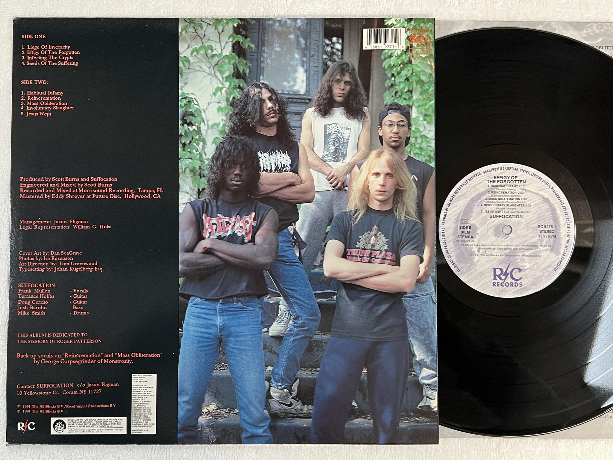 Omslagsbild för skivan SUFFOCATION Effigy Of The Forgotten LP -91 r/c rc 9275-1 ** death metal **