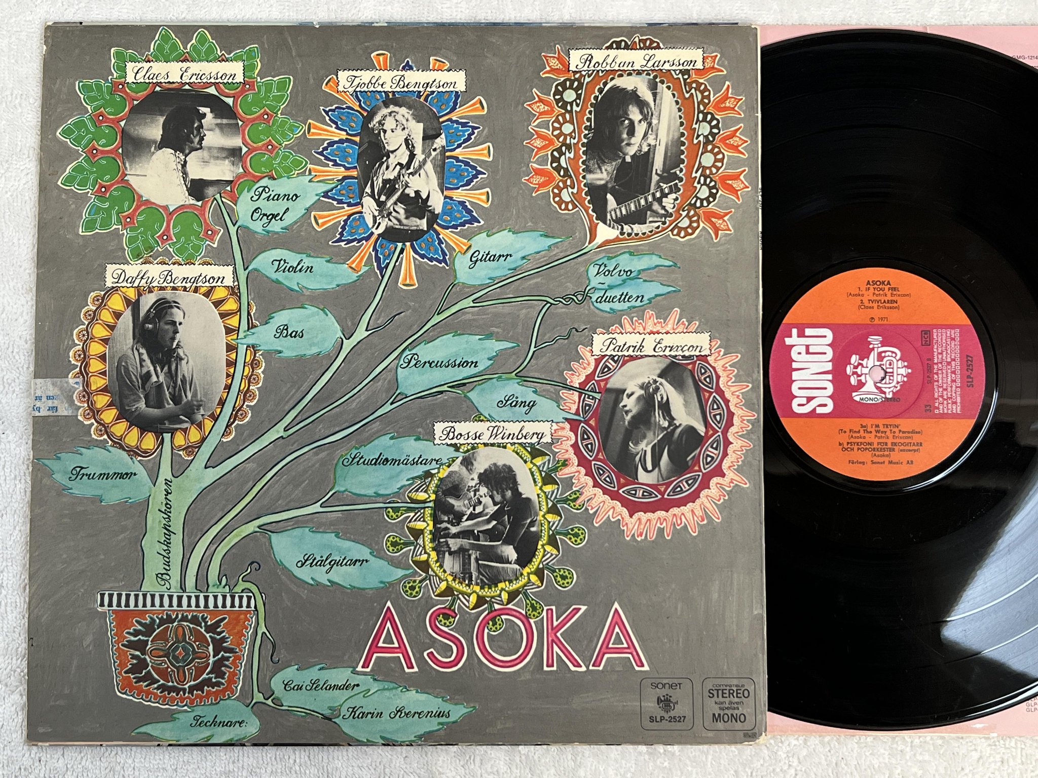 Omslagsbild för skivan ASOKA s/t LP -71 Swe SONET SLP-2527 ** MEGA RARE PROG **