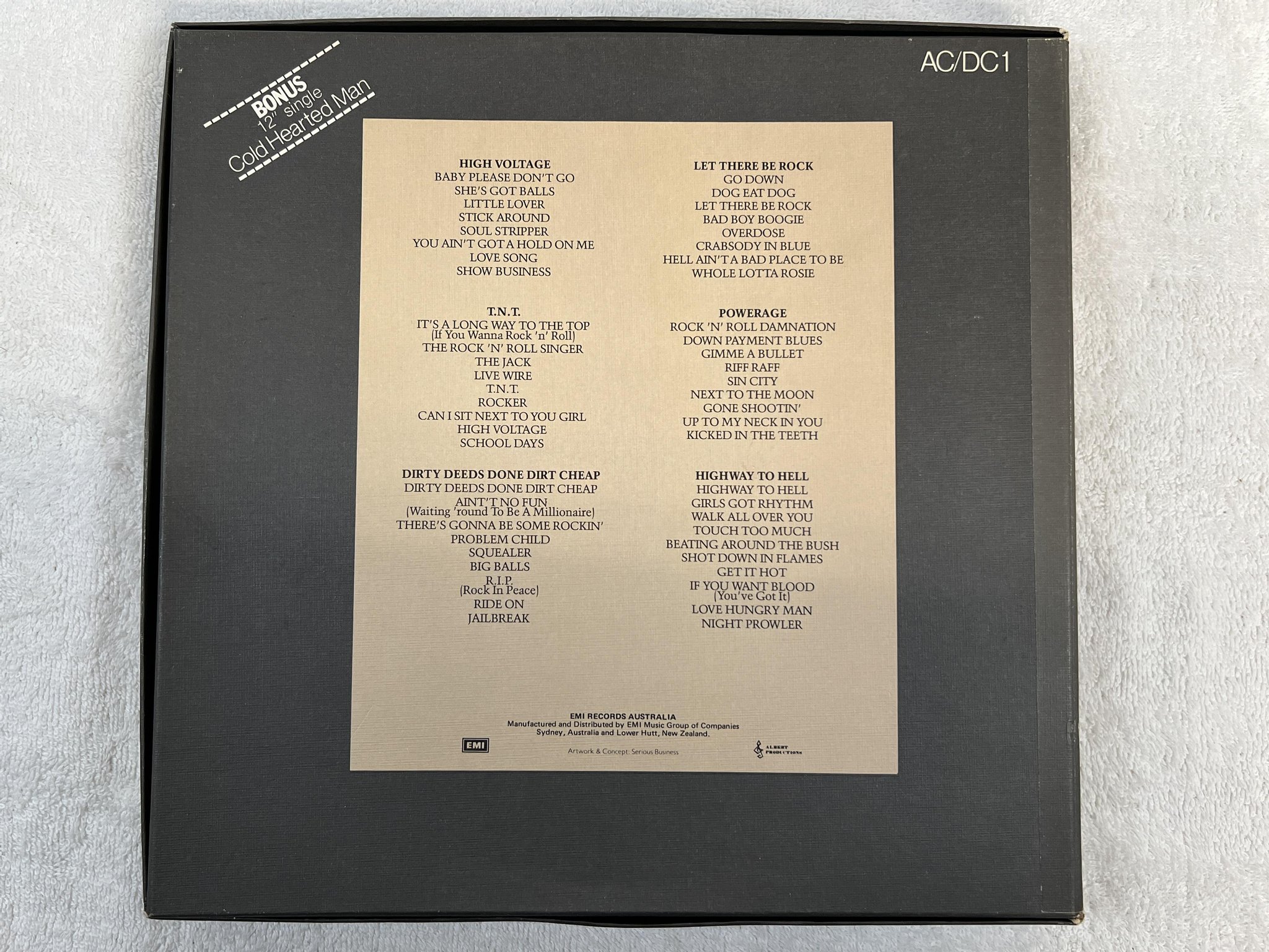 Omslagsbild för skivan AC/DC Vol one 6xLP + 12" re Aussie ALBERT PRODUCTIONS AC/DC1 *** mega rare ***