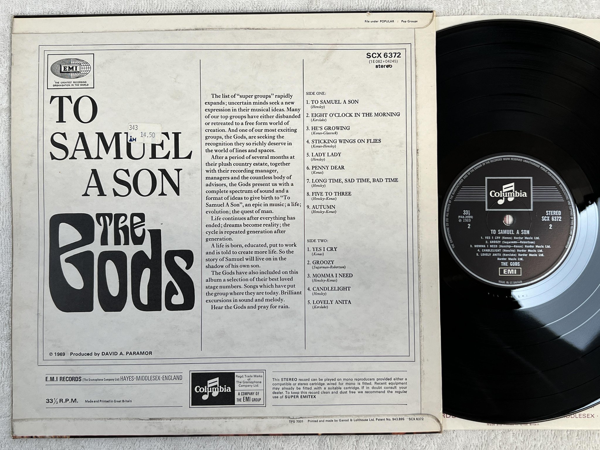 Omslagsbild för skivan THE GODS to Samuel a son LP -69 UK COLUMBIA SCX 6372 *** VERY RARE ***