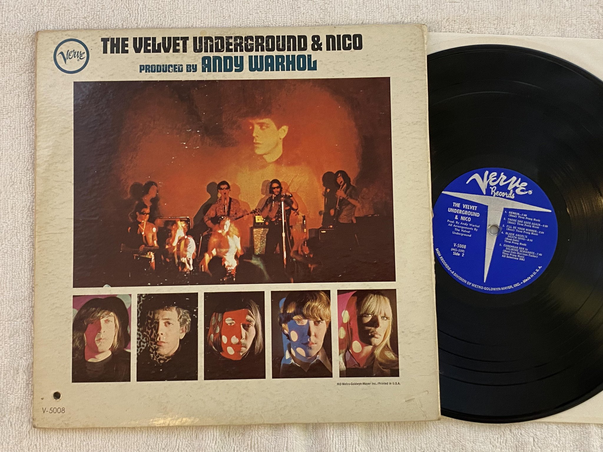 Omslagsbild för skivan VELVET UNDERGROUND & NICO LP -68 US VERVE V-5008 *** Andy Warhol pop art ***