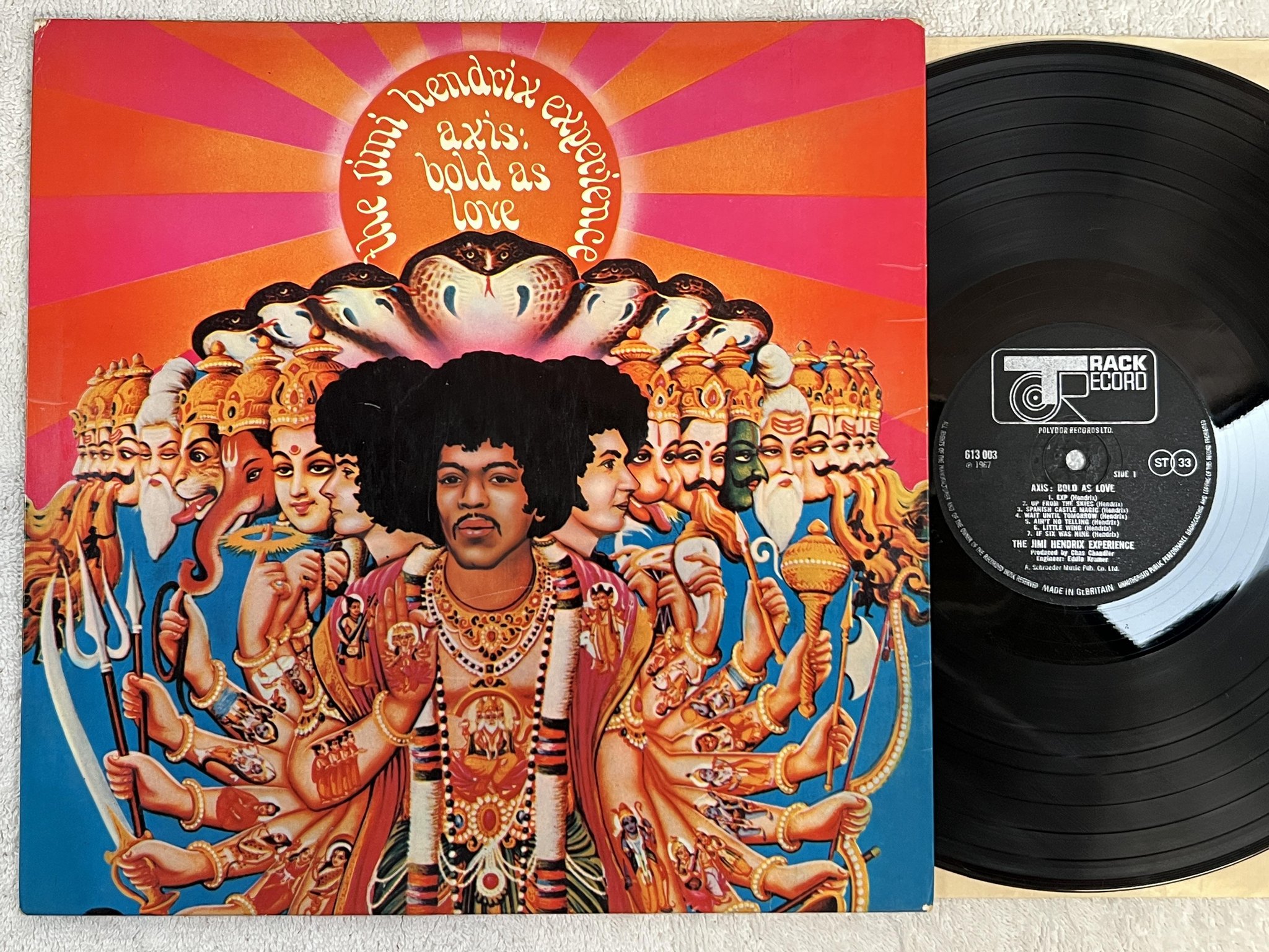 Omslagsbild för skivan JIMI HENDRIX EXPERIENCE axis: bold as love LP -67 UK TRACK 613003 *** YEAH! ***