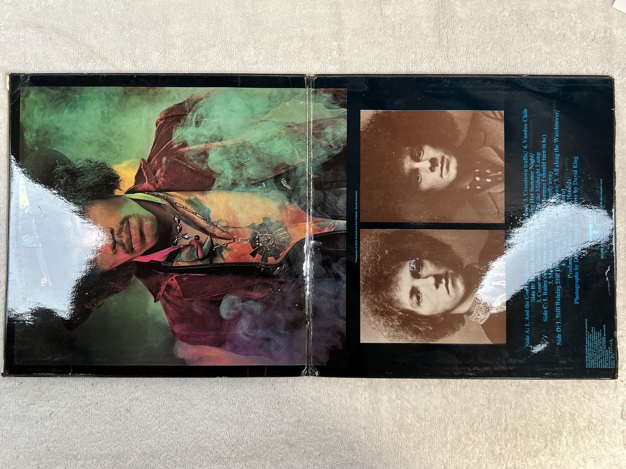 Omslagsbild för skivan JIMI HENDRIX EXPERIENCE electric ladyland 2xLP -68 UK TRACK 613009 BLUE TEXT