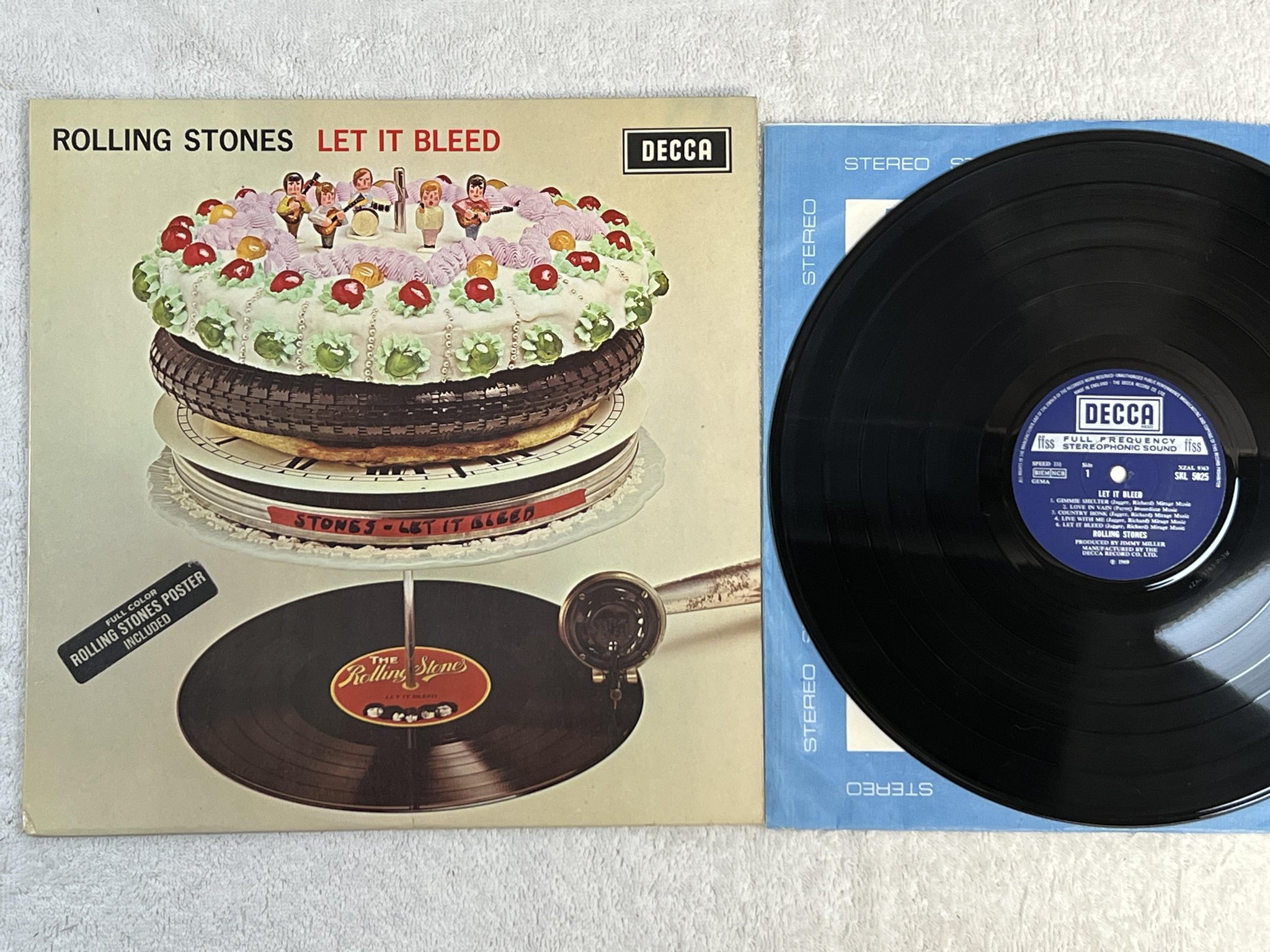 Omslagsbild för skivan THE ROLLING STONES let it bleed LP UK DECCA SKL 5025 *** W/ POSTER ***