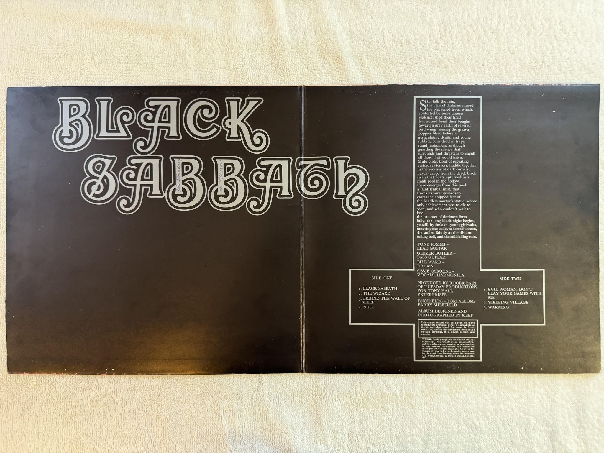 Omslagsbild för skivan BLACK SABBATH s/t LP -70 UK VERTIGO swirl 847 903 VTY **** CLASSIC ****