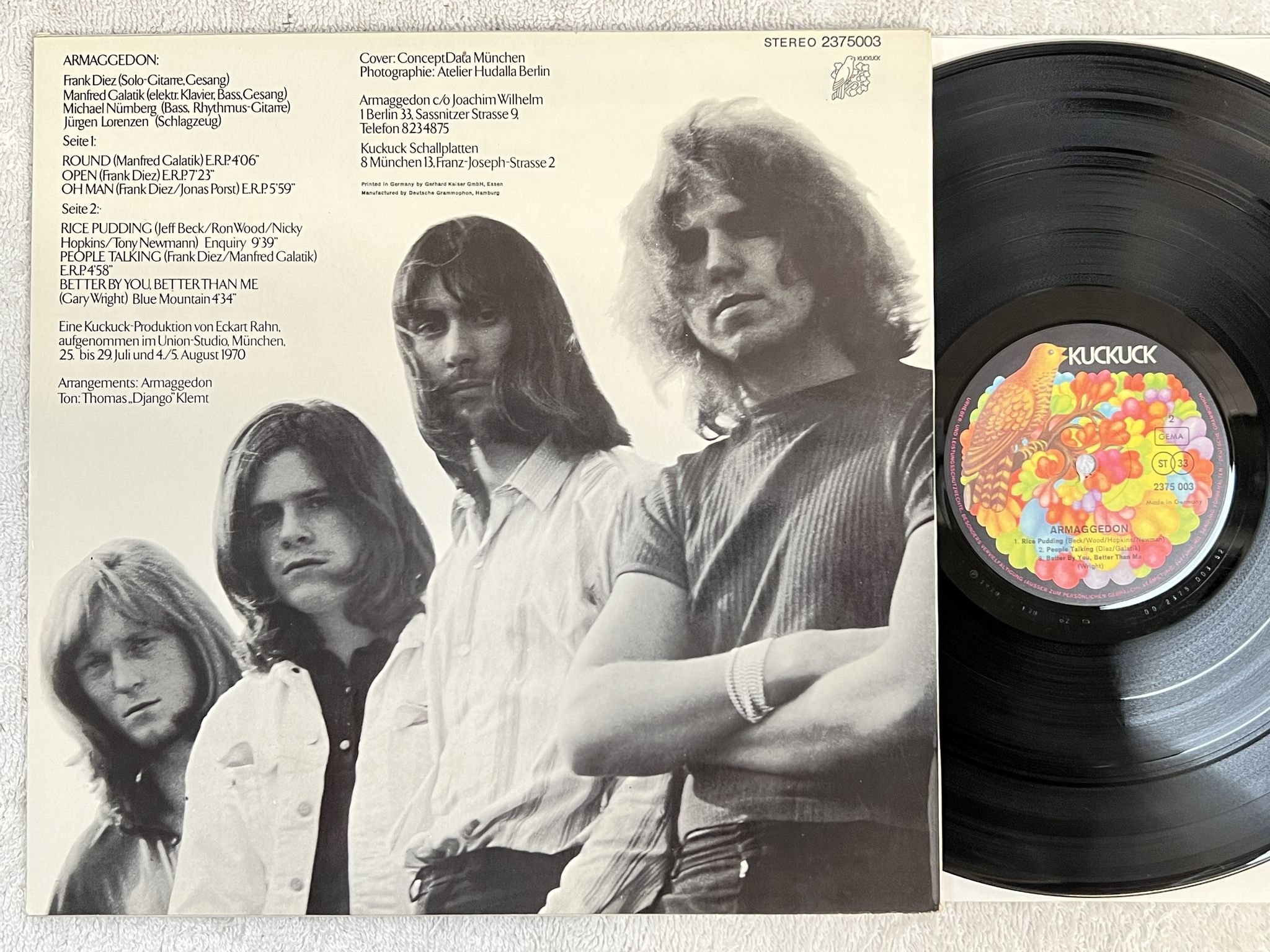 Omslagsbild för skivan ARMAGGEDON s/t LP -70 Ger KUCKUCK 2375003 *** RARE HARD ROCK ***