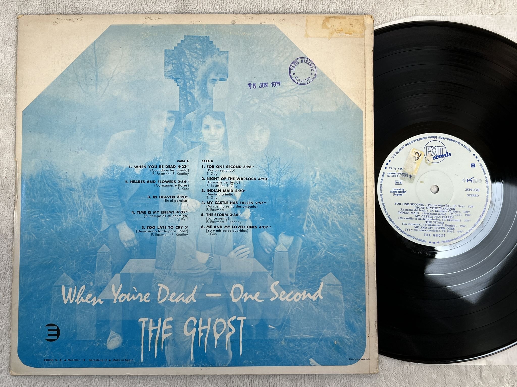 Omslagsbild för skivan THE GHOST When You're Dead - One Second LP -71 Spain EXIT 3519 GS