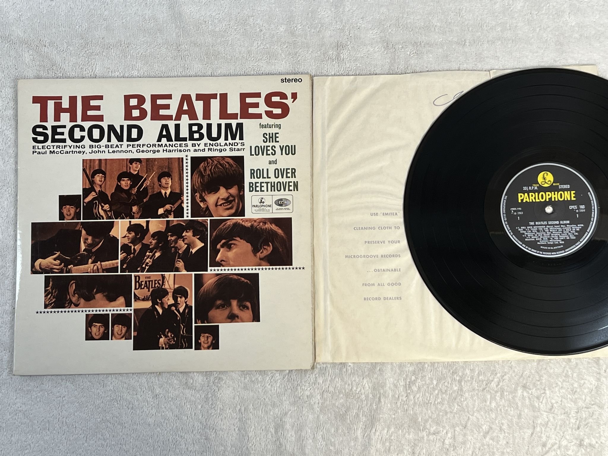 Omslagsbild för skivan THE BEATLES Second Album LP -66 UK PARLOPHONE CPCS 103 *** RARE EXPORT ***