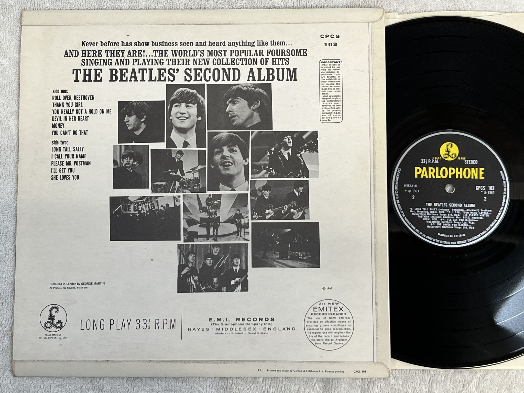 Omslagsbild för skivan THE BEATLES Second Album LP -66 UK PARLOPHONE CPCS 103 *** RARE EXPORT ***