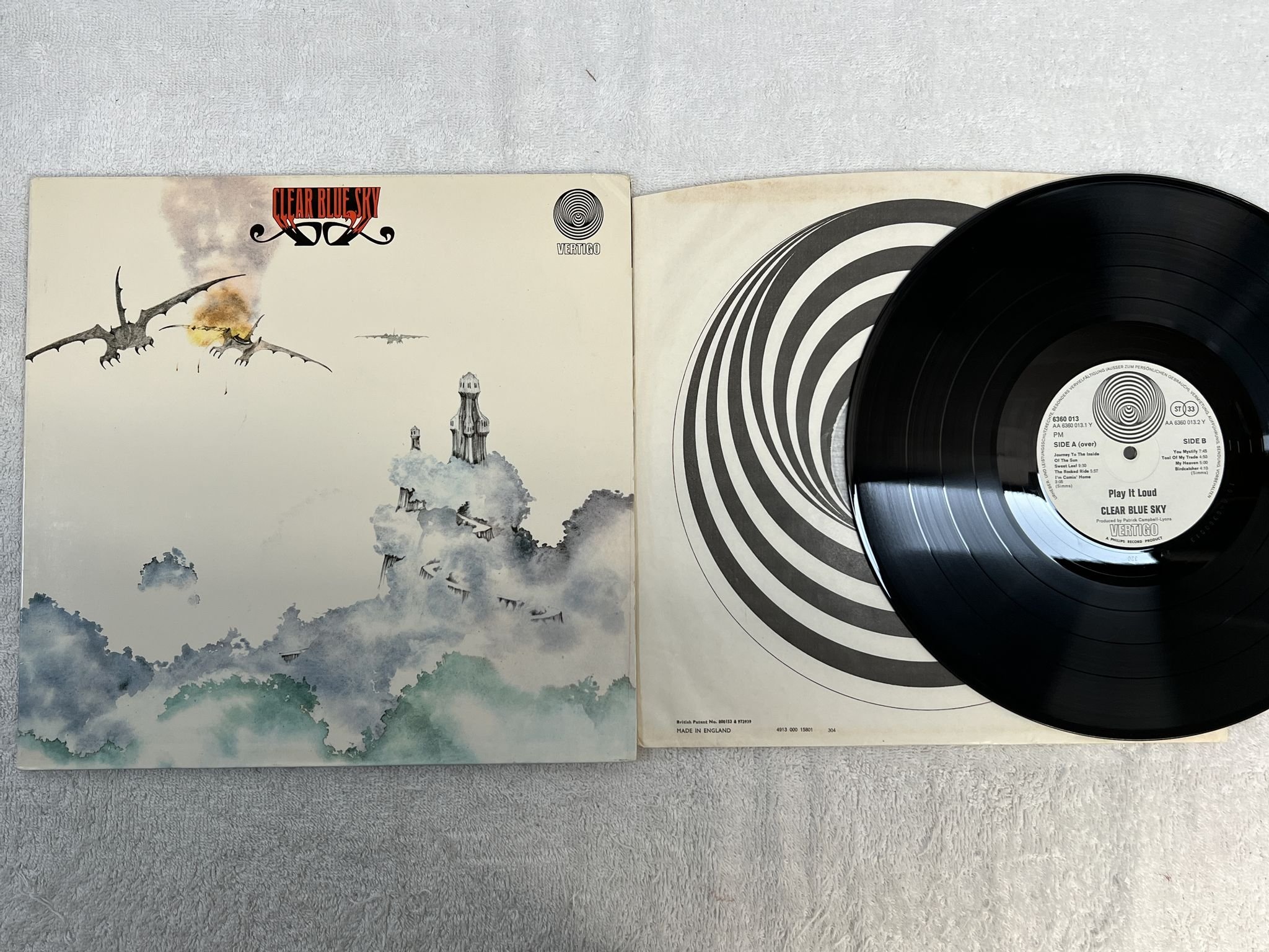 Omslagsbild för skivan CLEAR BLUE SKY s/t LP -71 Ger VERTIGO swirl 6360 013 *** Hard Prog ***