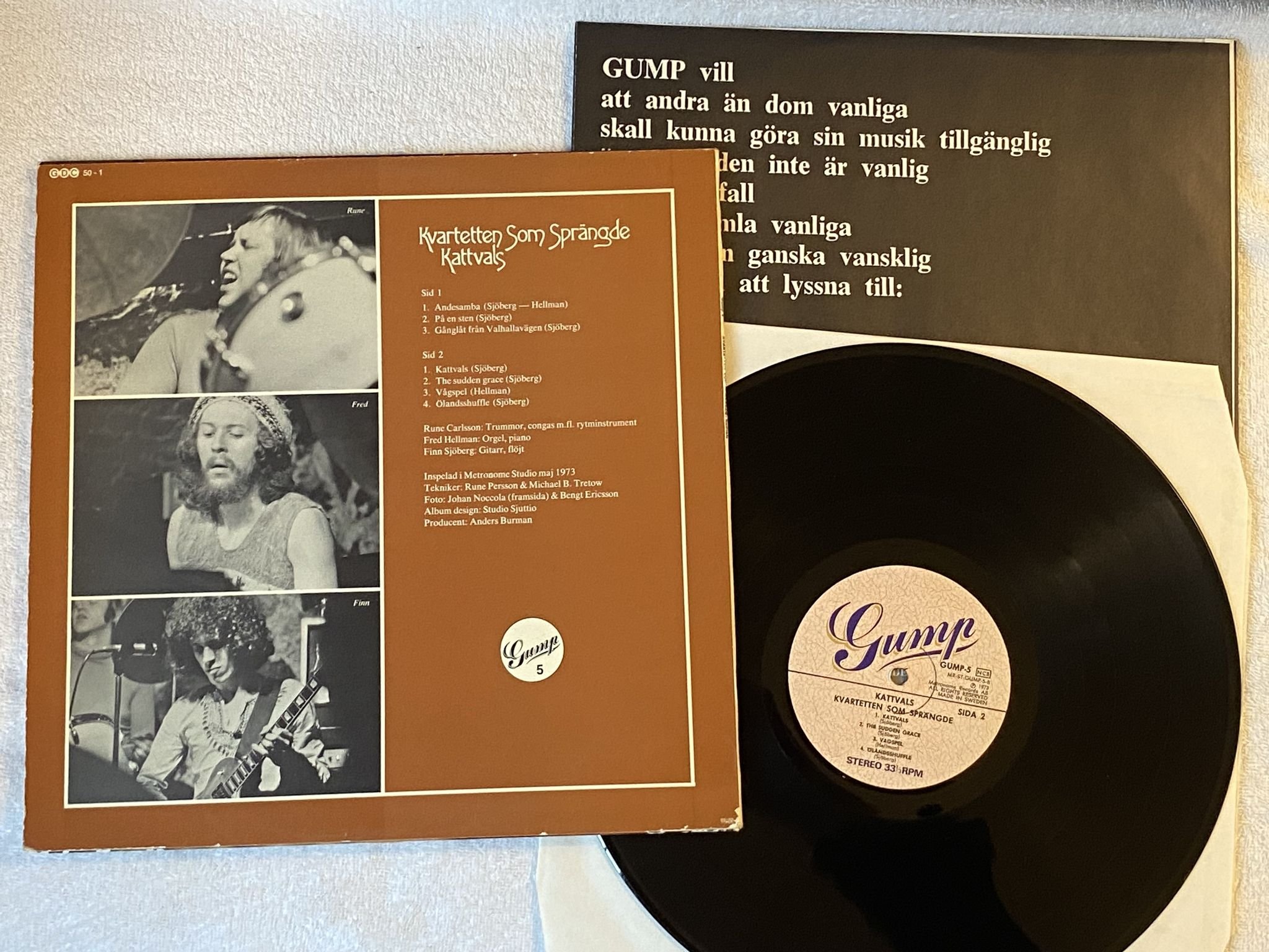 Omslagsbild för skivan KVARTETTEN SOM SPRÄNGDE Kattvals LP -73 Swe GUMP - 5 *** RARE PROG ***