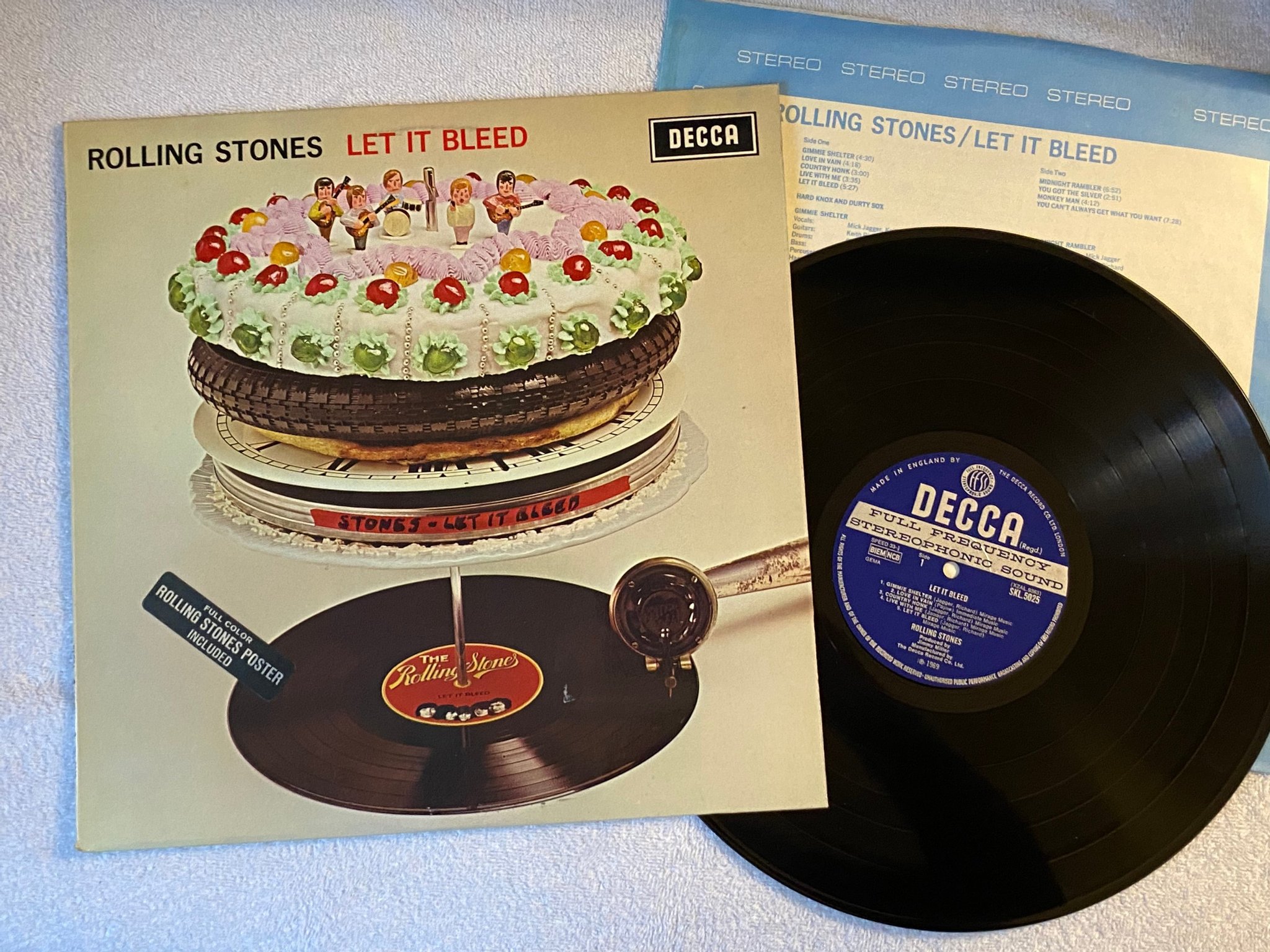 Omslagsbild för skivan ROLLING STONES let it bleed LP -69 UK DECCA SKL 5025 *** W/ POSTER ***