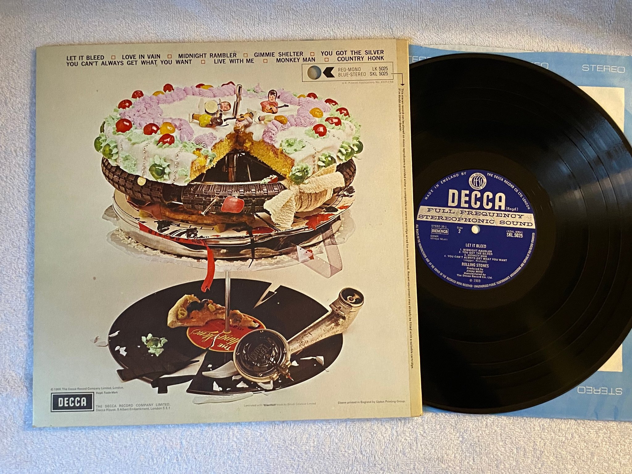 Omslagsbild för skivan ROLLING STONES let it bleed LP -69 UK DECCA SKL 5025 *** W/ POSTER ***