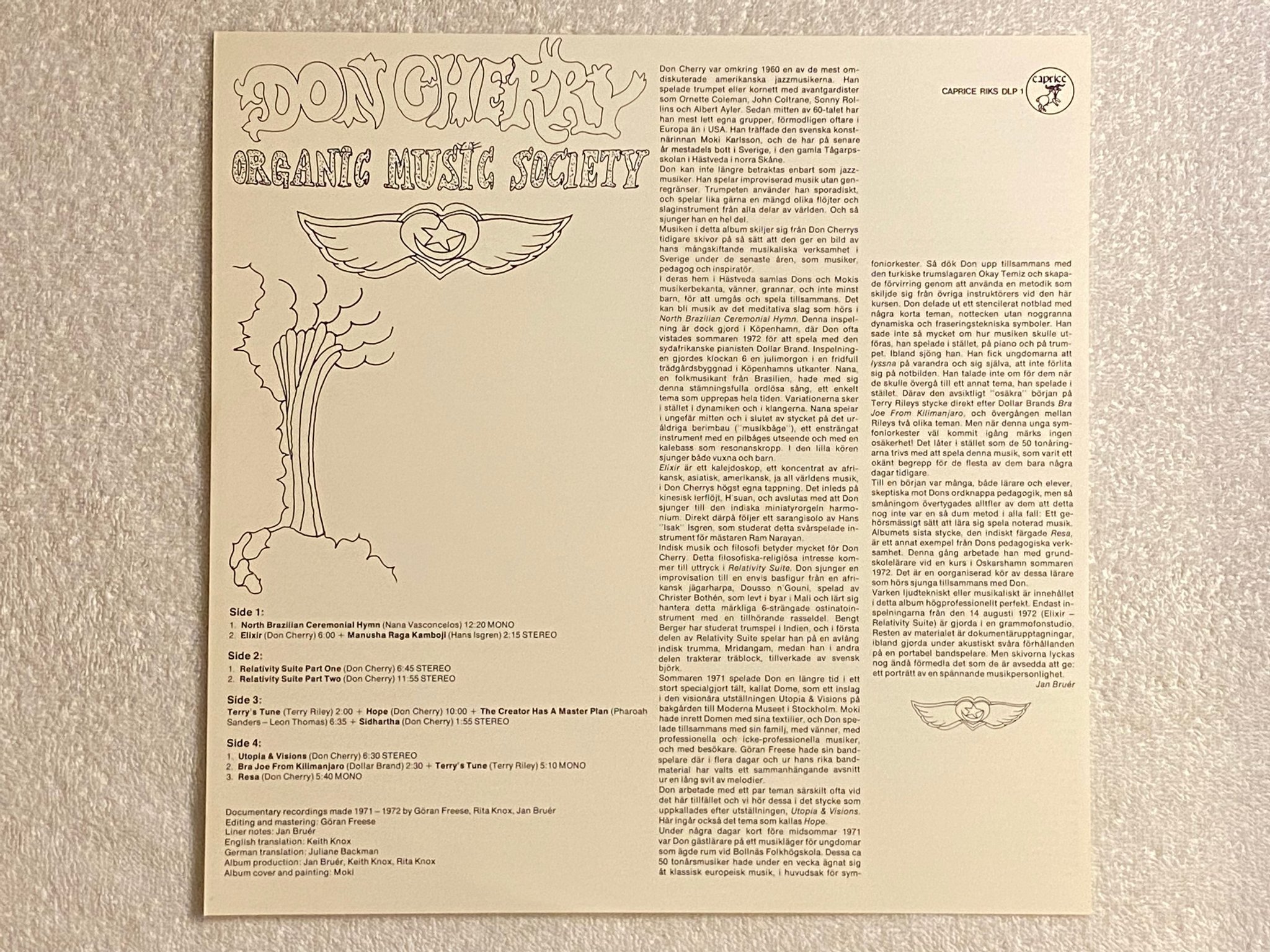 Omslagsbild för skivan DON CHERRY Organic Music Society 2xLP -73 CAPRICE RIKS LP 44-50 ** FREE JAZZ **