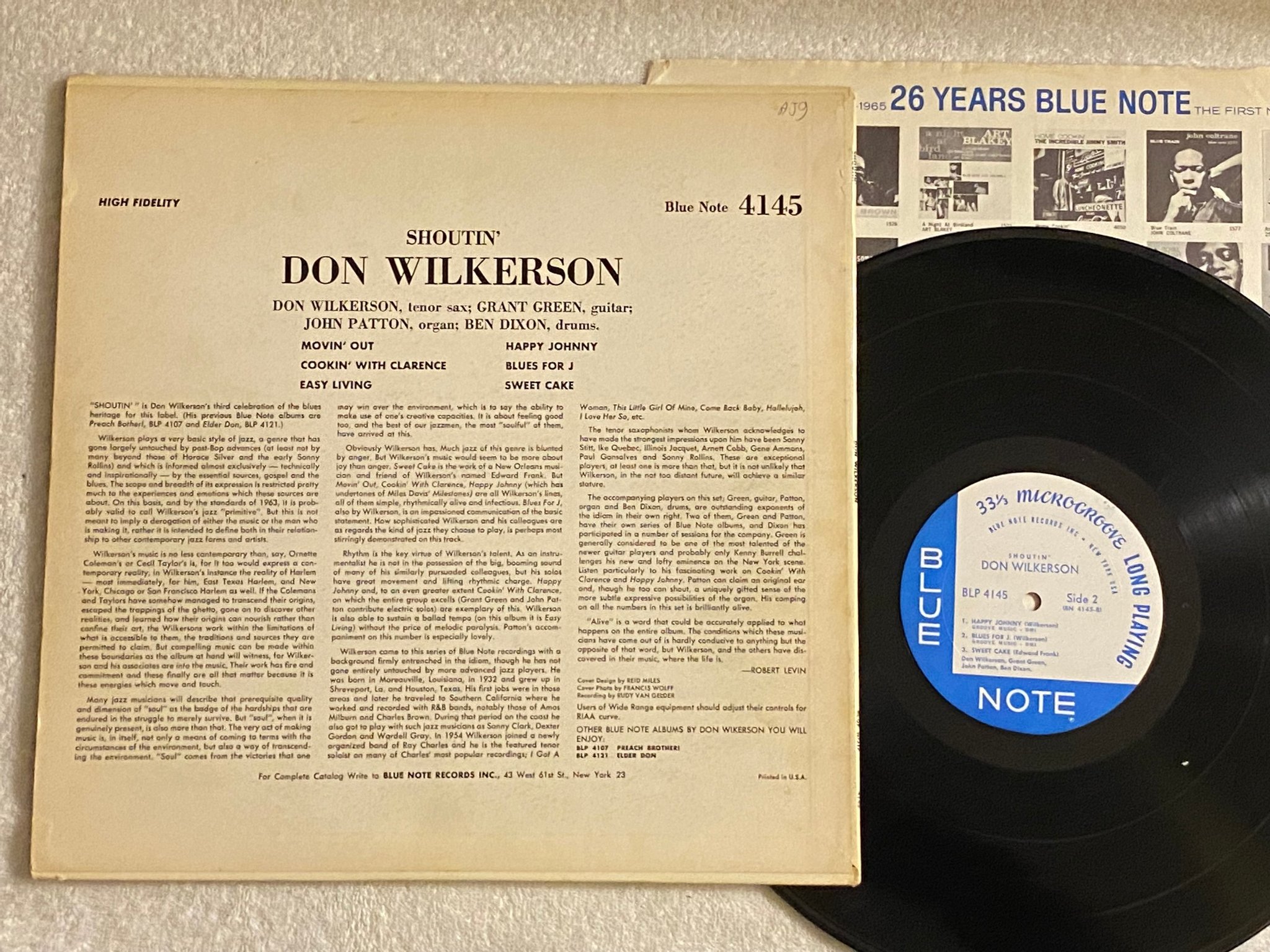 Omslagsbild för skivan DON WILKERSON shoutin' LP -65 US BLUE NOTE mono BLP 4145 *** Rare OG ***