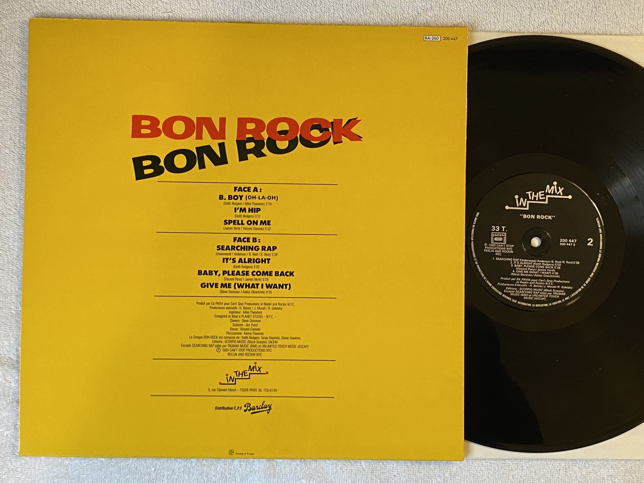 Omslagsbild för skivan BON ROCK B-Boy (Oh-La-Oh) LP -83 France IN THE MIX 200447 ** DISCO RAP **