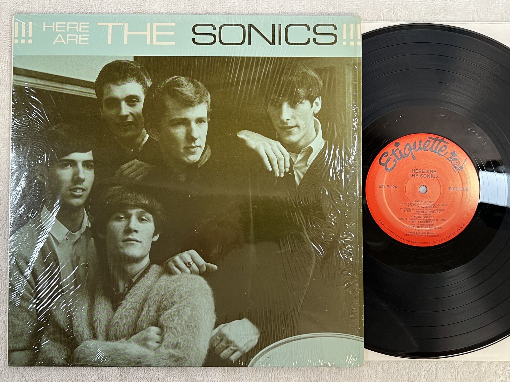 Omslagsbild för skivan THE SEEDS Here Are The Sonics!!! LP re -65/84 US ETIQUETTE ETLP 024