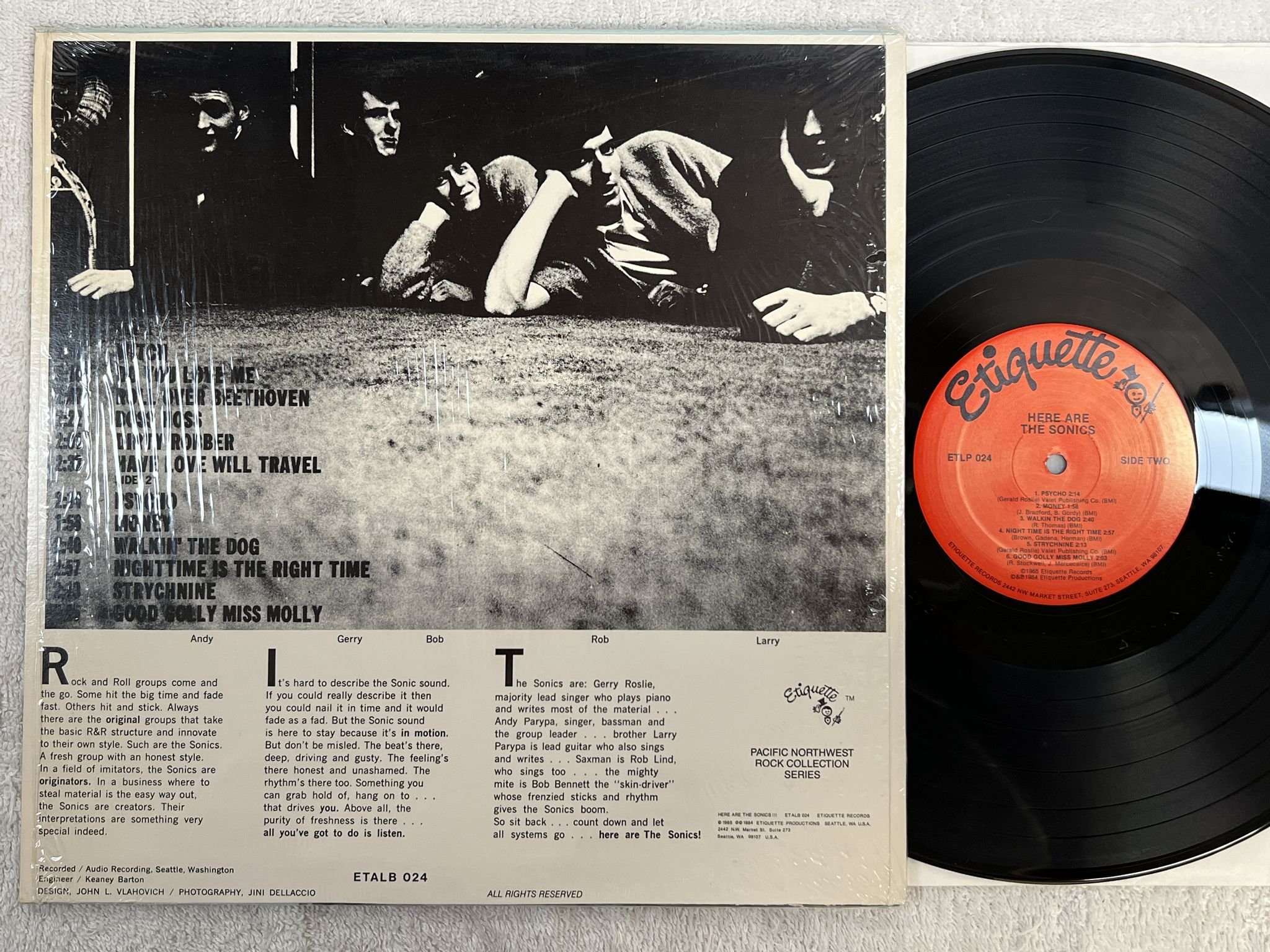 Omslagsbild för skivan THE SEEDS Here Are The Sonics!!! LP re -65/84 US ETIQUETTE ETLP 024