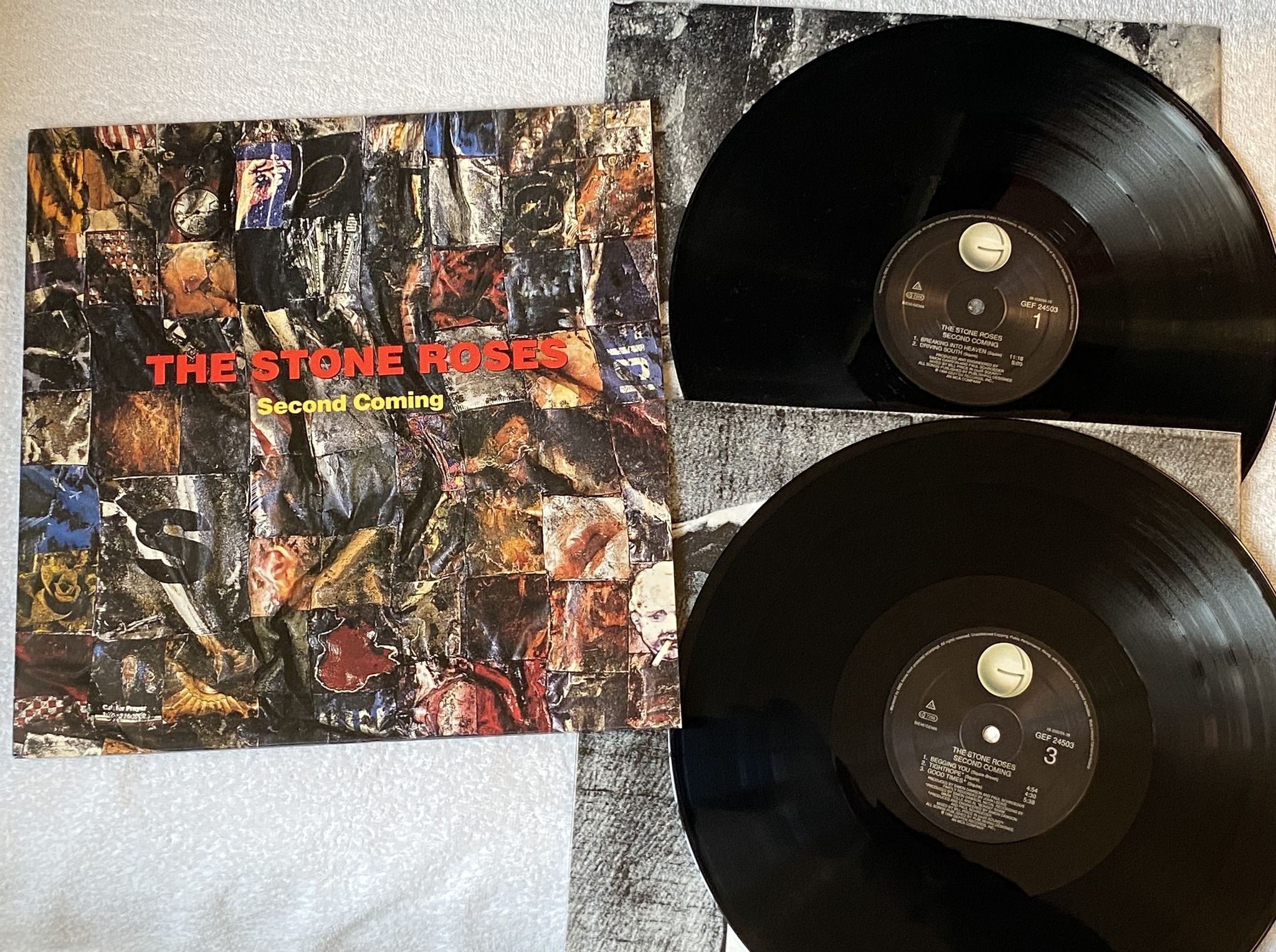 Omslagsbild för skivan THE STONE ROSES second coming 2xLP -94 Hol GEFFEN GEF 24503 ** INDIE ROCK **