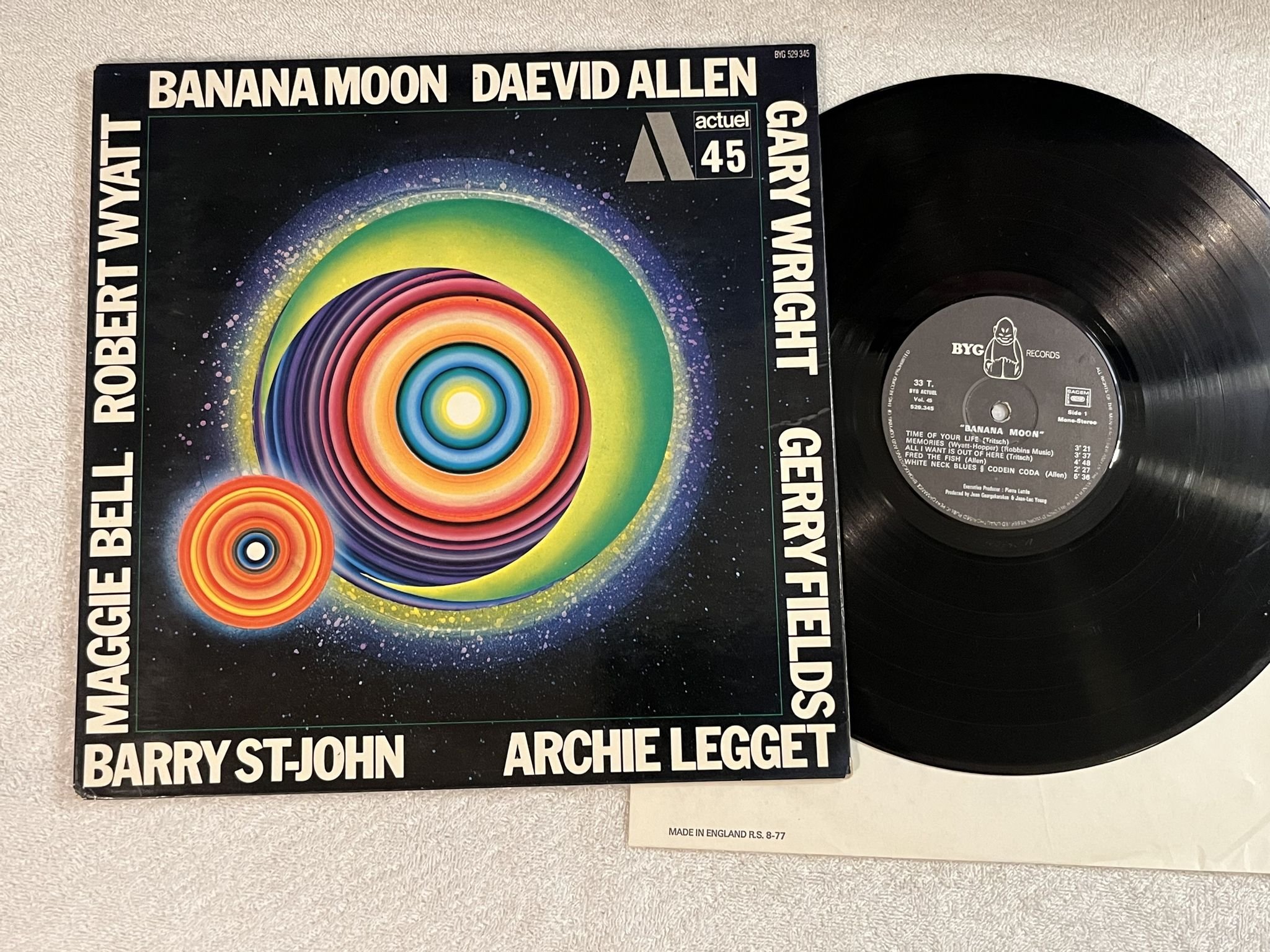 Omslagsbild för skivan DAEVID ALLEN Banana Moon LP -71 Fra BYG 529.345 *** PSYCH / JAZZ ***