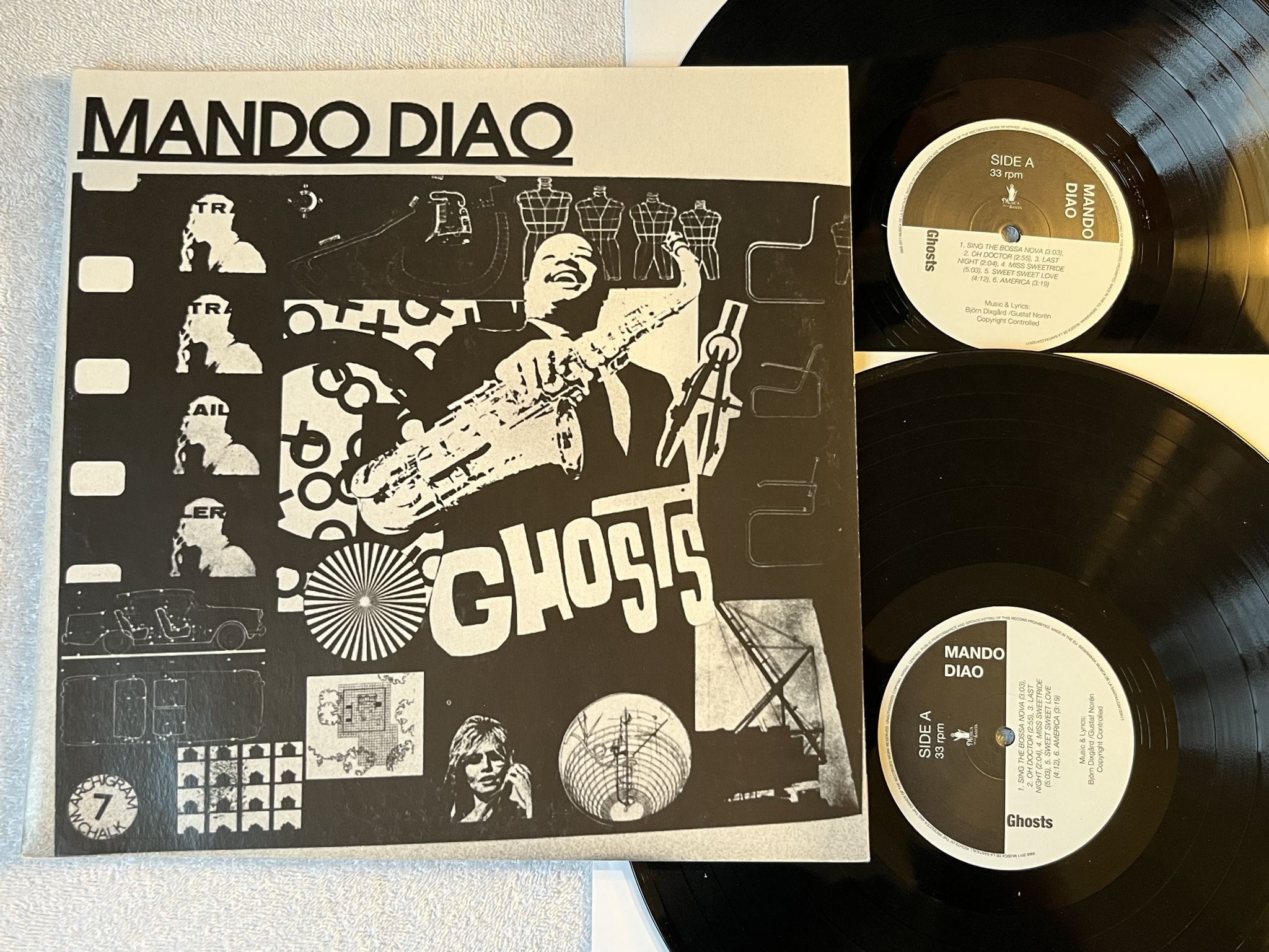 Omslagsbild för skivan MANDO DIAO Ghosts, Phantoms 2xLP 2012 MUSICA DE LA SANTA ** MEGA RARE **