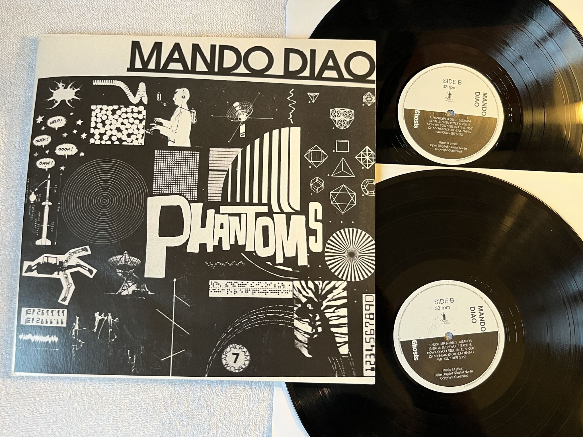 Omslagsbild för skivan MANDO DIAO Ghosts, Phantoms 2xLP 2012 MUSICA DE LA SANTA ** MEGA RARE **