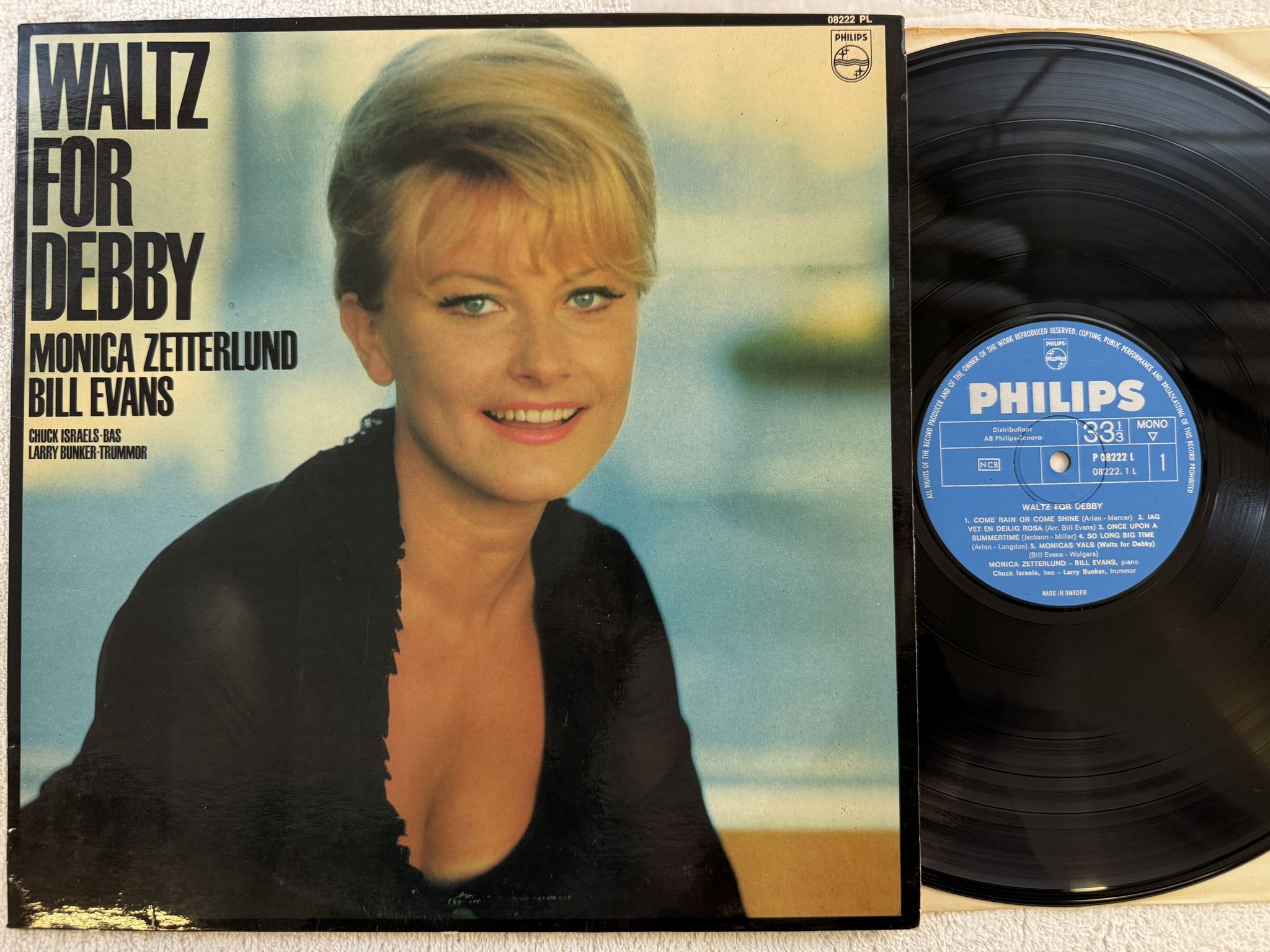 Omslagsbild för skivan MONICA ZETTERLUND waltz for debby LP -64 Swe PHILIPS P 08222 L