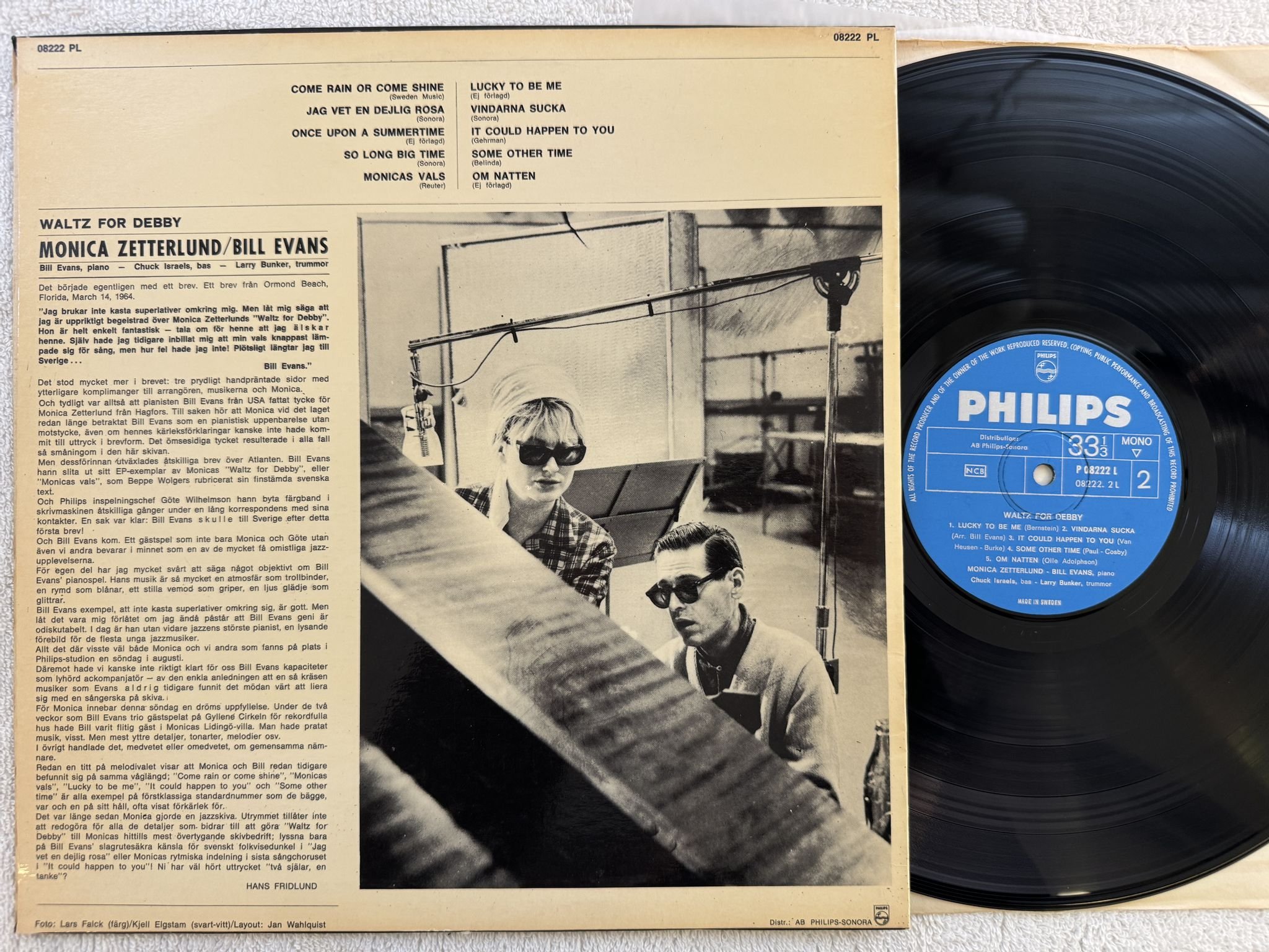 Omslagsbild för skivan MONICA ZETTERLUND waltz for debby LP -64 Swe PHILIPS P 08222 L