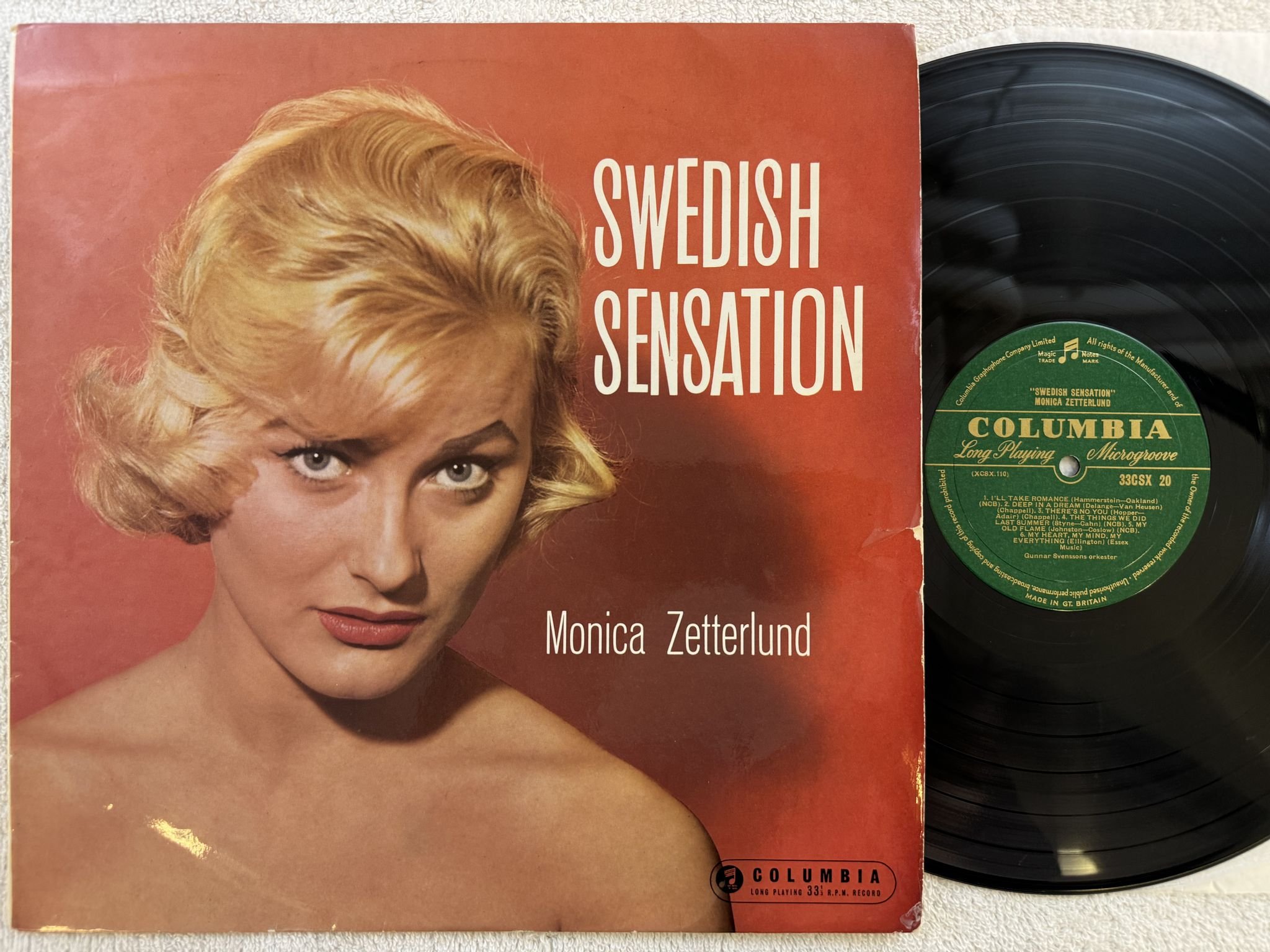 Omslagsbild för skivan MONICA ZETTERLUND swedish sensation LP -58 UK COLUMBIA 33CSX 20