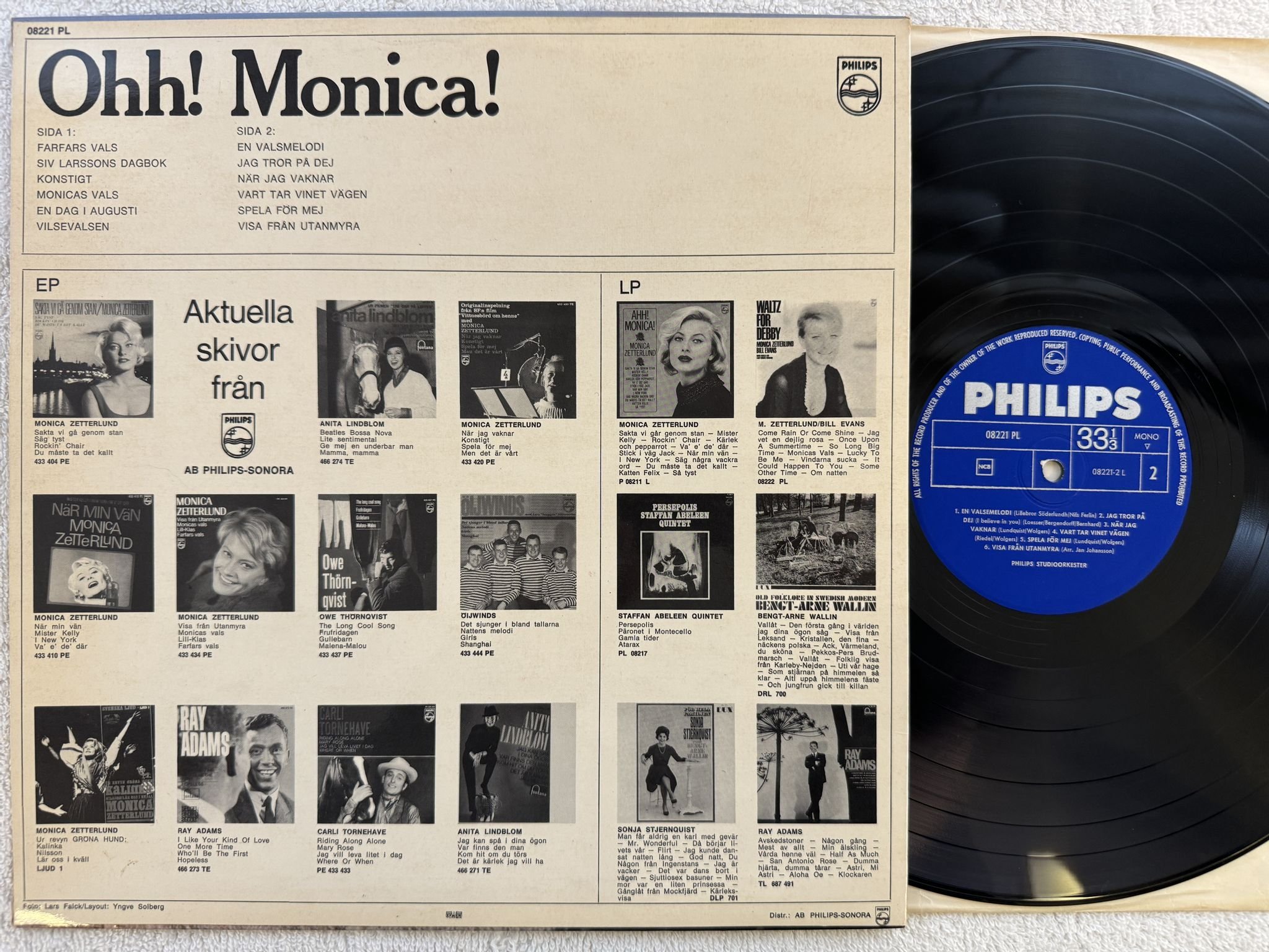 Omslagsbild för skivan MONICA ZETTERLUND ohh Monica LP -64 Swe PHILIPS 08221 PL