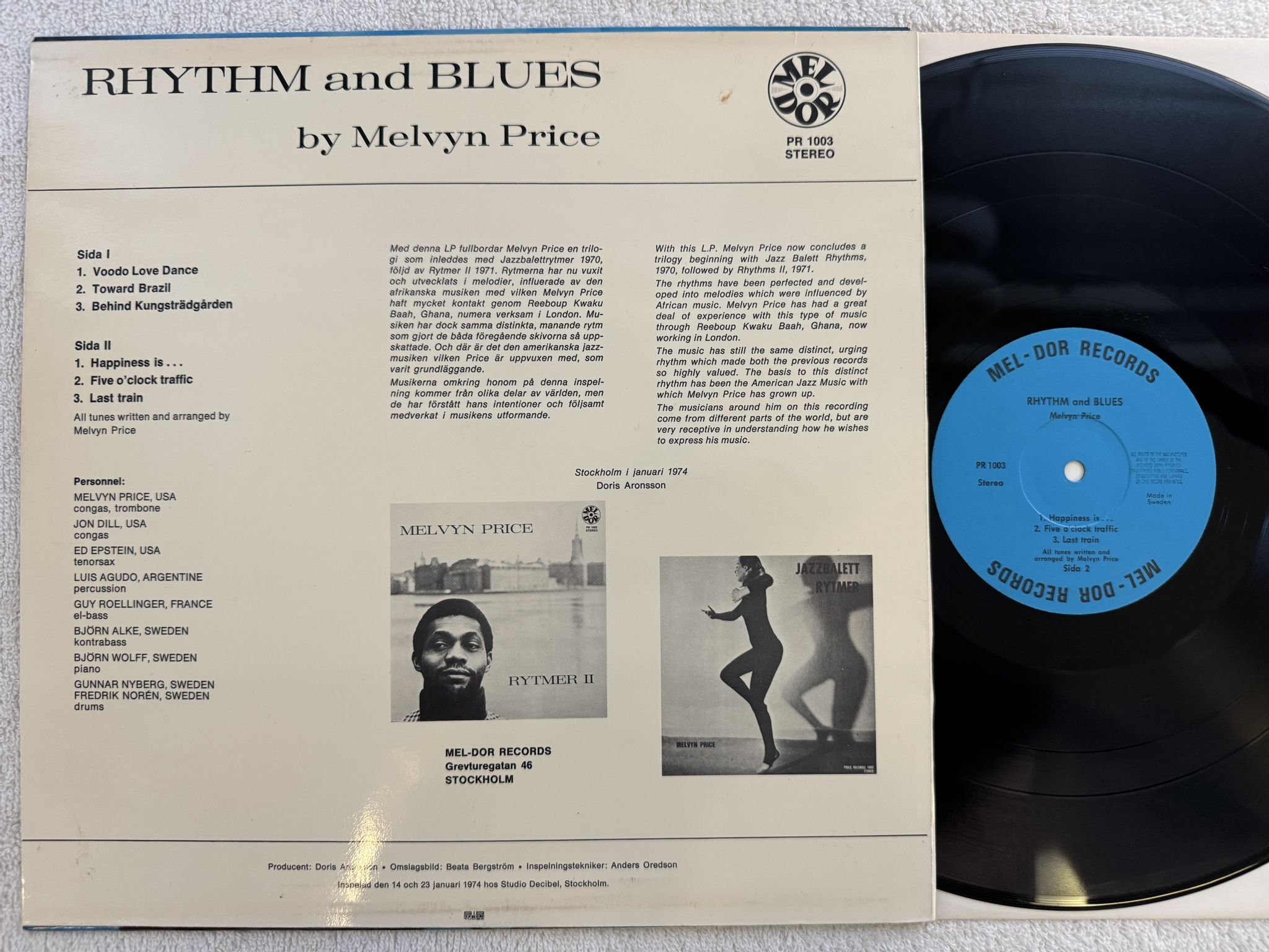 Omslagsbild för skivan MELVYN PRICE rhythm and blues LP -74 MELDOR PR 1003 ** Funky Jazz Killer **